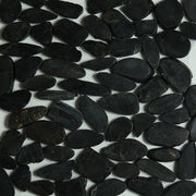 Sliced Pebble Mosaic Brown Black Stone Polished