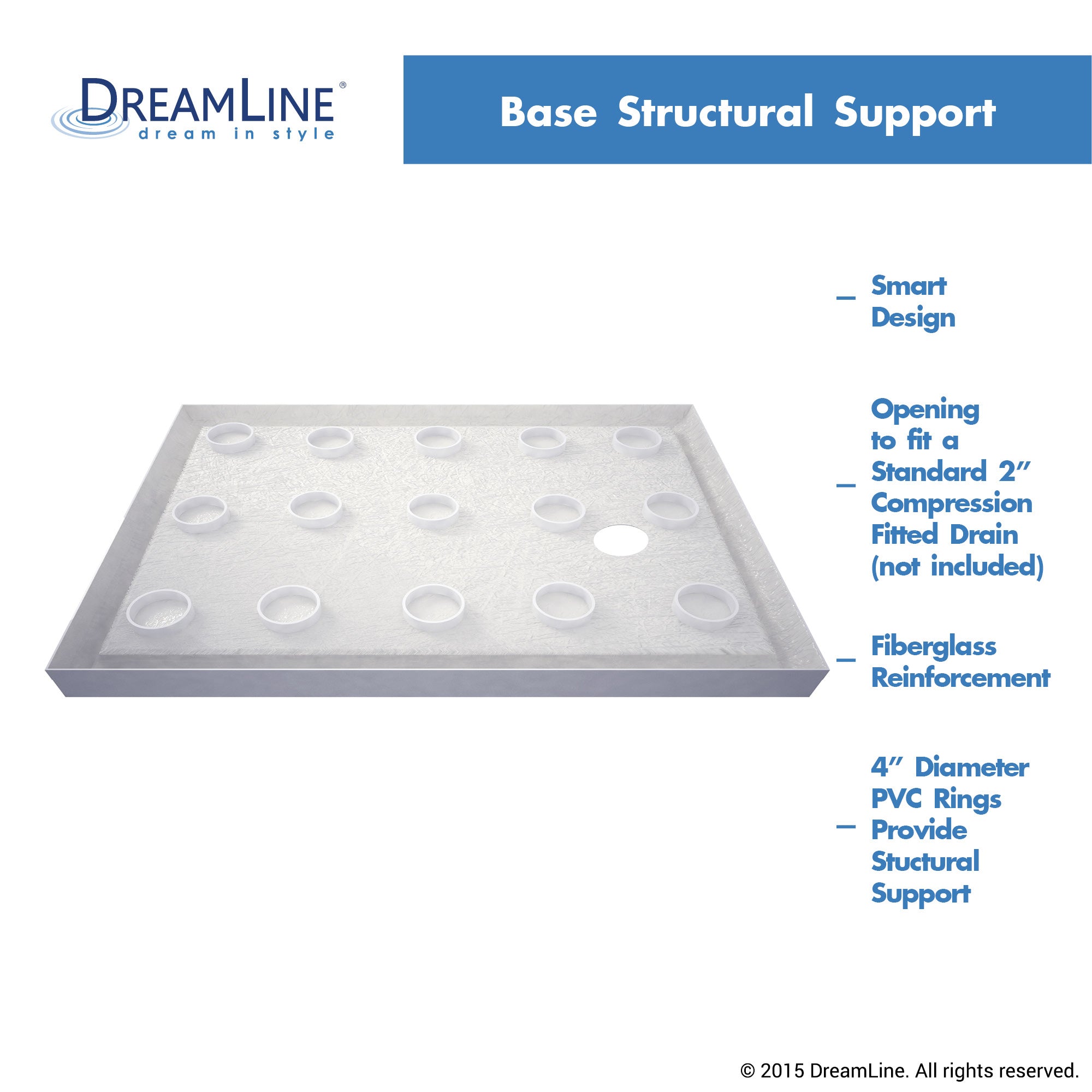 DreamLine SlimLine 34" D x 48" W Corner Shower Base