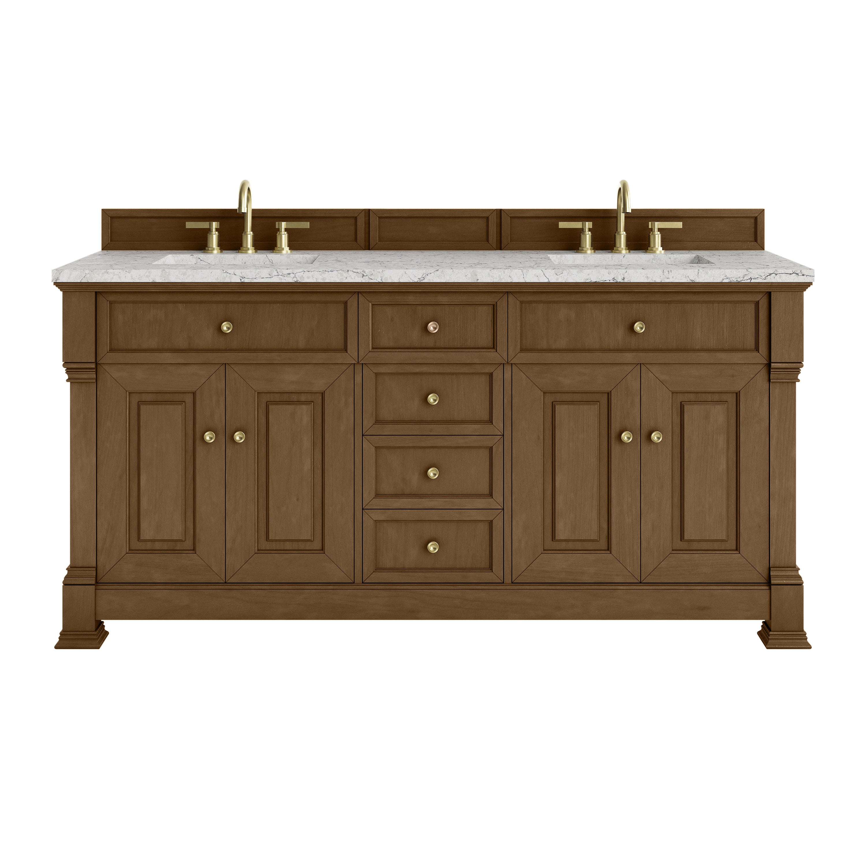 James Martin Brookfield 72" Double Vanity in Honey Oak with 3cm Countertop