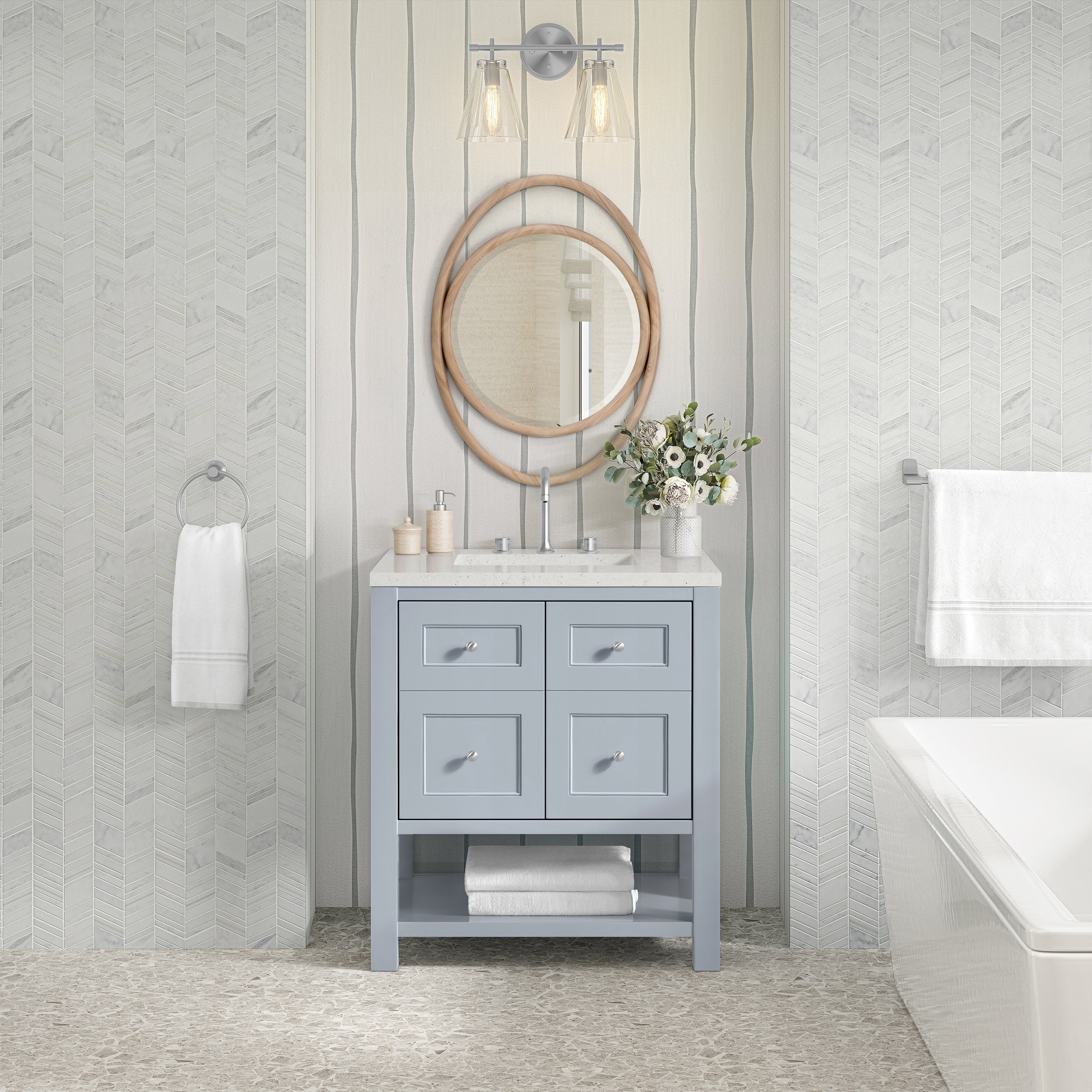 James Martin Breckenridge 30" Single in Serenity Blue with 3cm Countertop