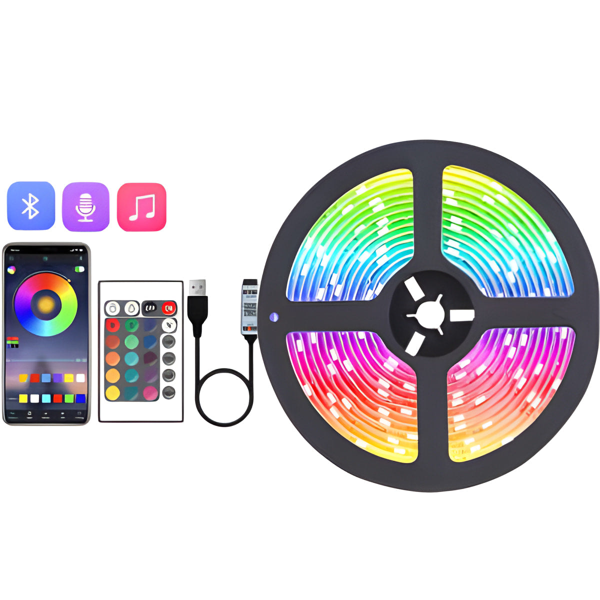 Smart LED Bluetooth RGB Light Strip with Remote Control – Multi-Length Options
