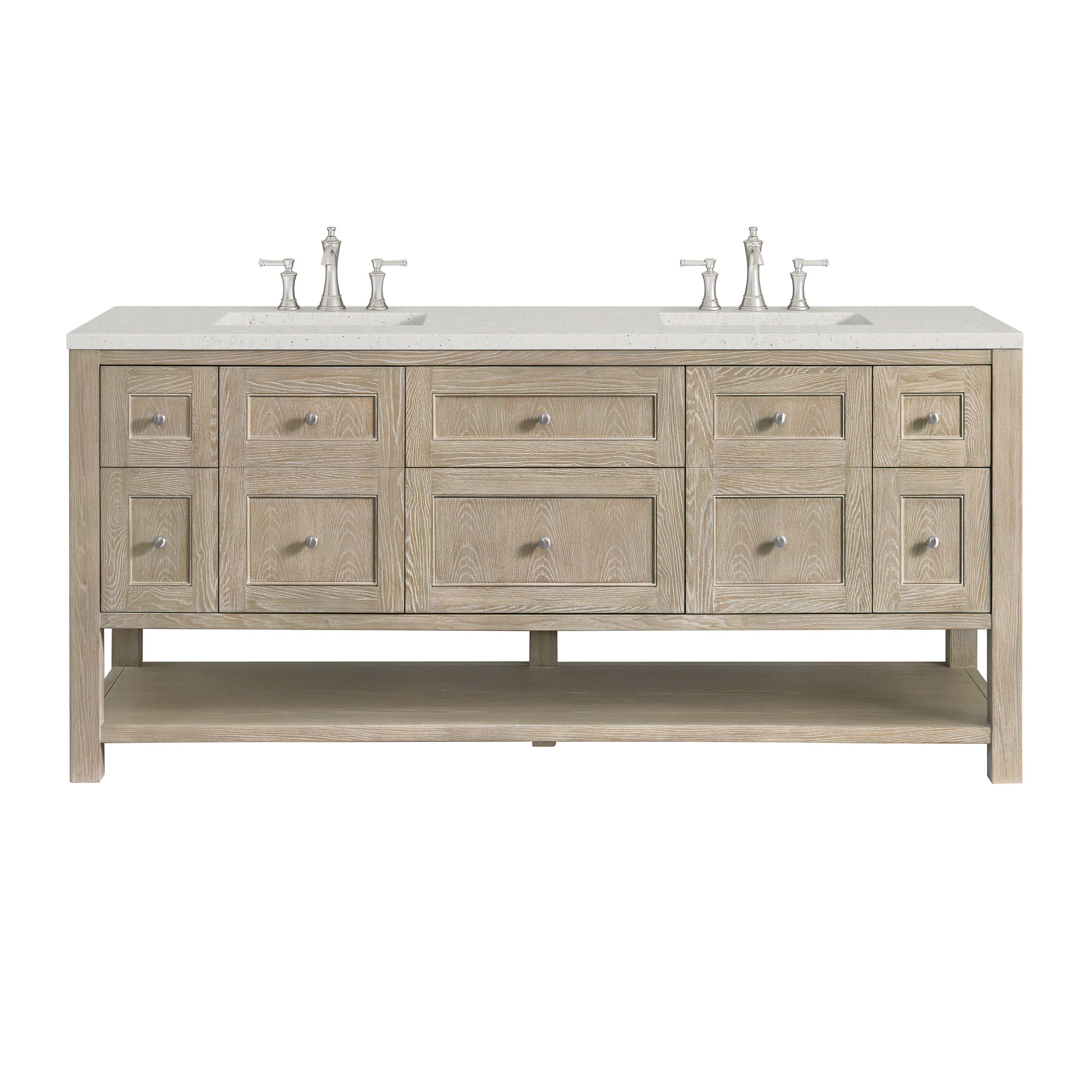 James Martin Breckenridge 72" Double Vanity in Whitewashed Oak with 3cm Countertop