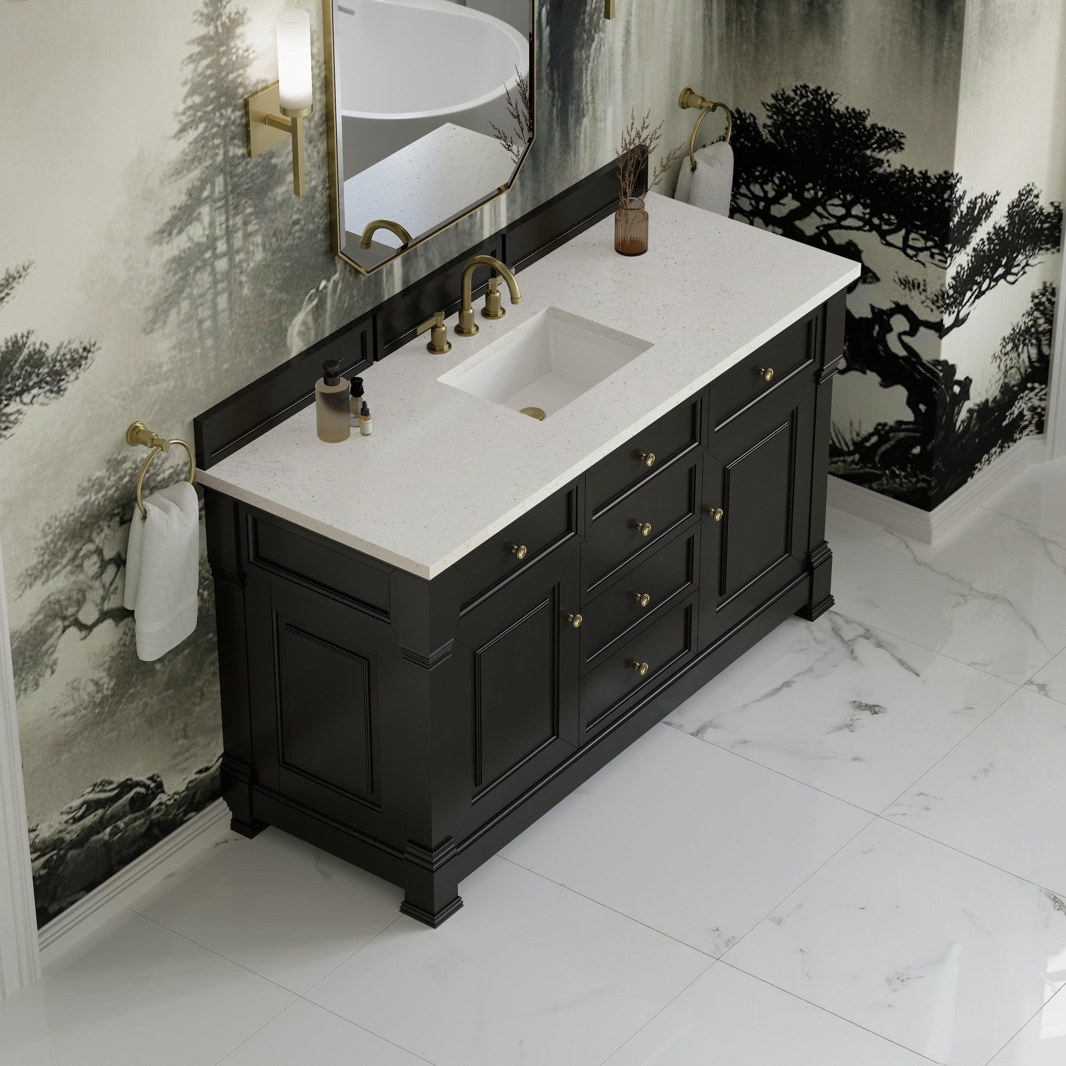 James Martin Brookfield 60" Single Vanity in Black Onyx with 3cm Countertop