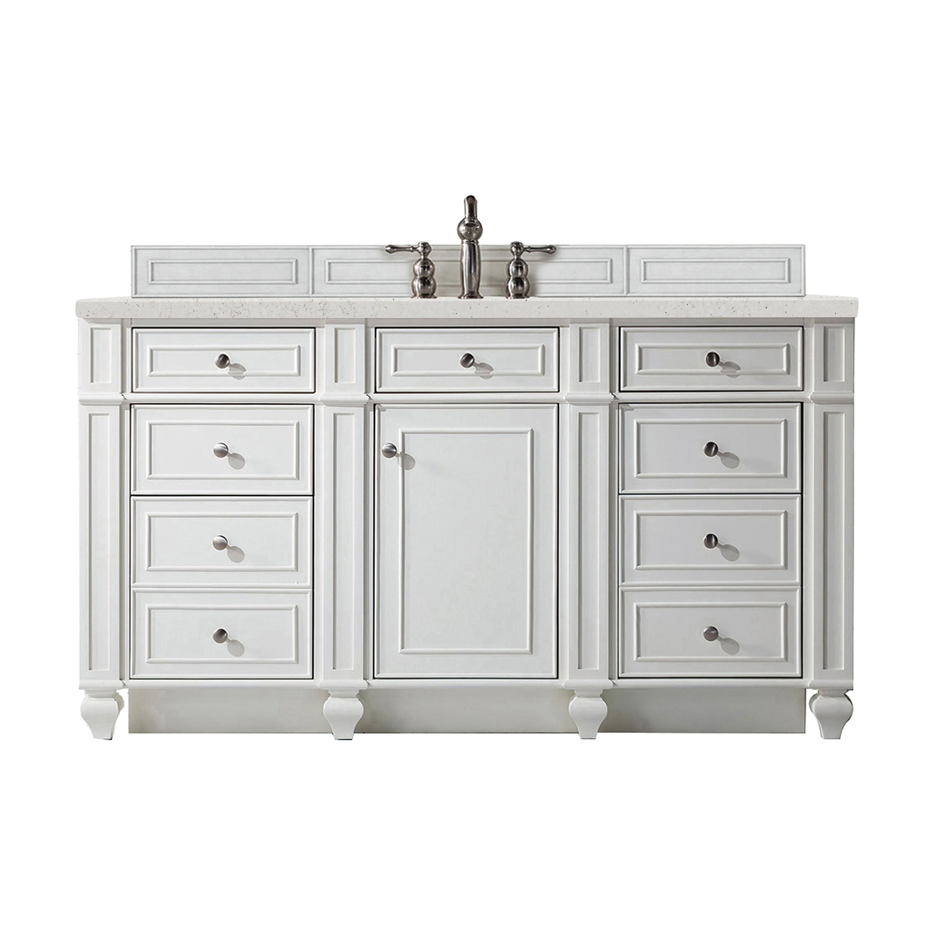 James Martin Bristol 60" Single Vanity in Bright White with 3cm Countertop