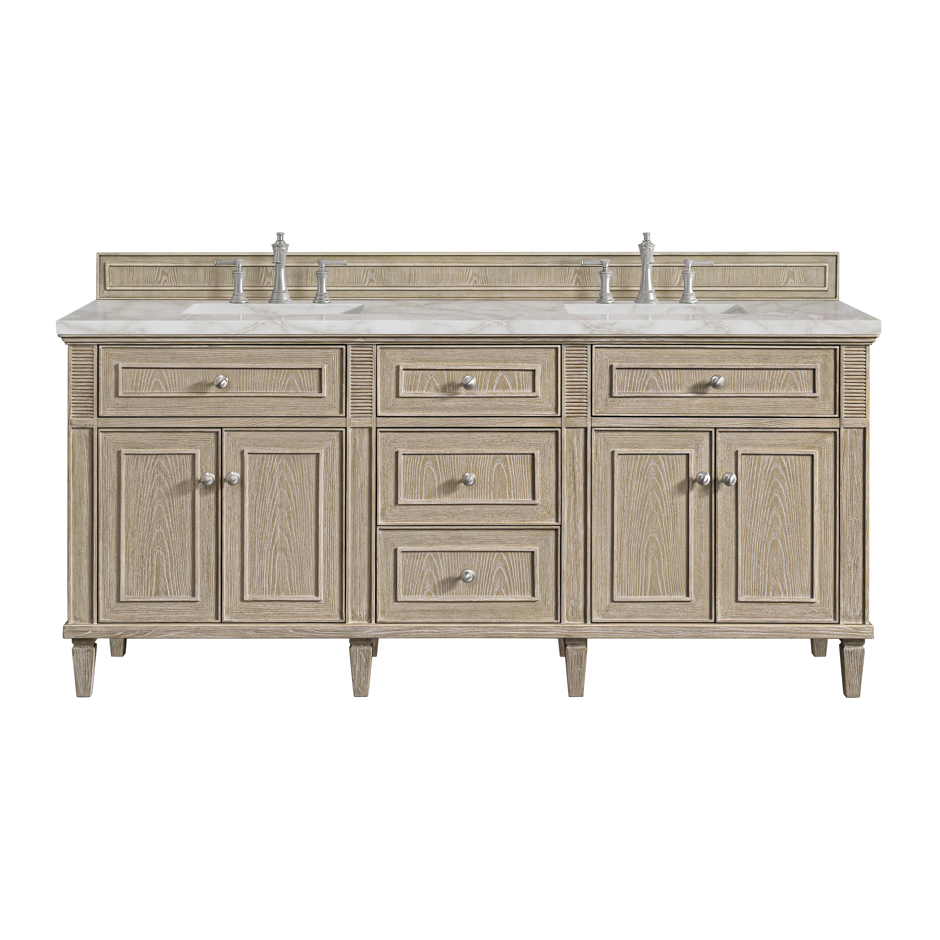 James Martin Lorelai 72" Double Vanity in Whitewashed Oak with 3cm Countertop
