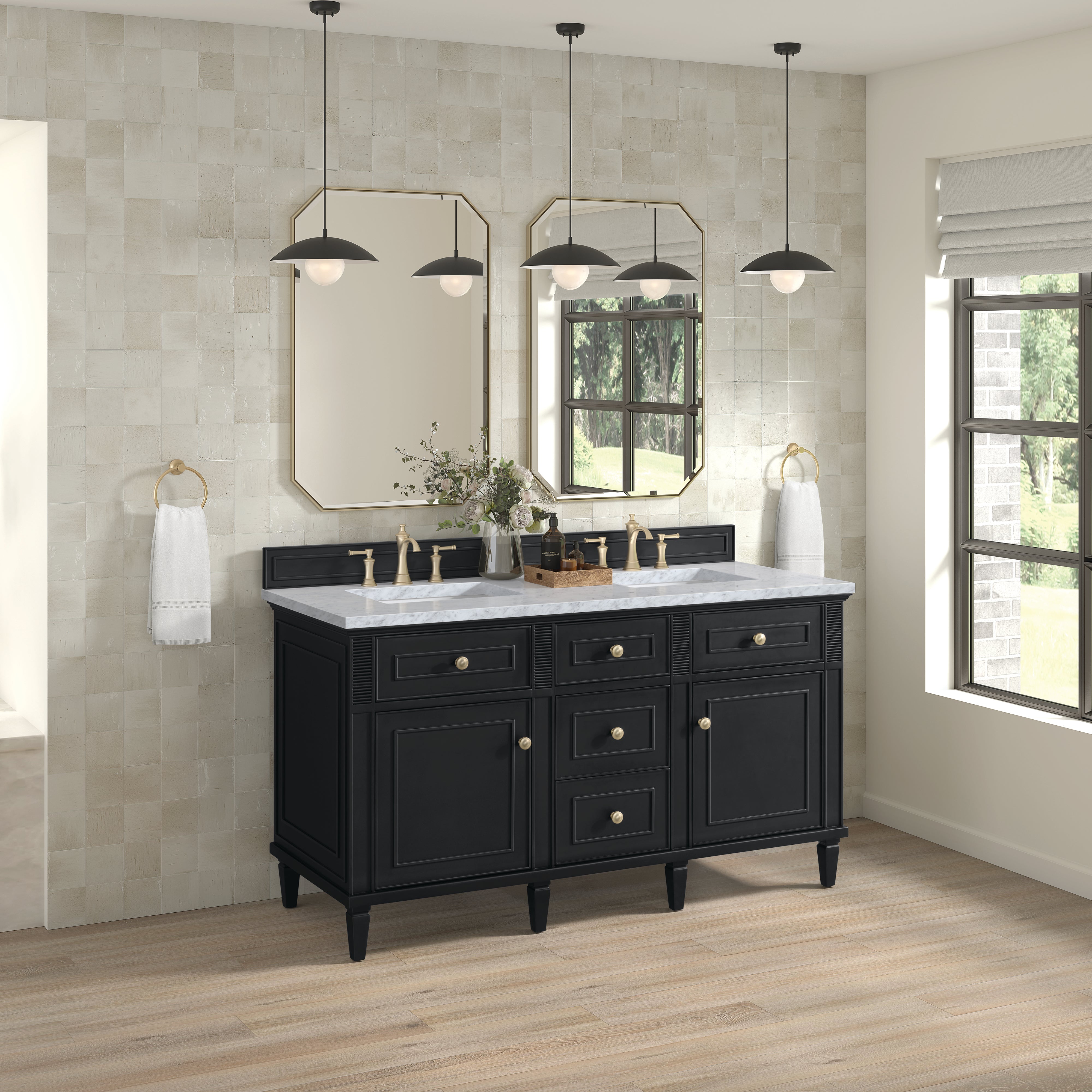 James Martin Lorelai 60" Double Vanity in Black Onyx with 3cm Countertop