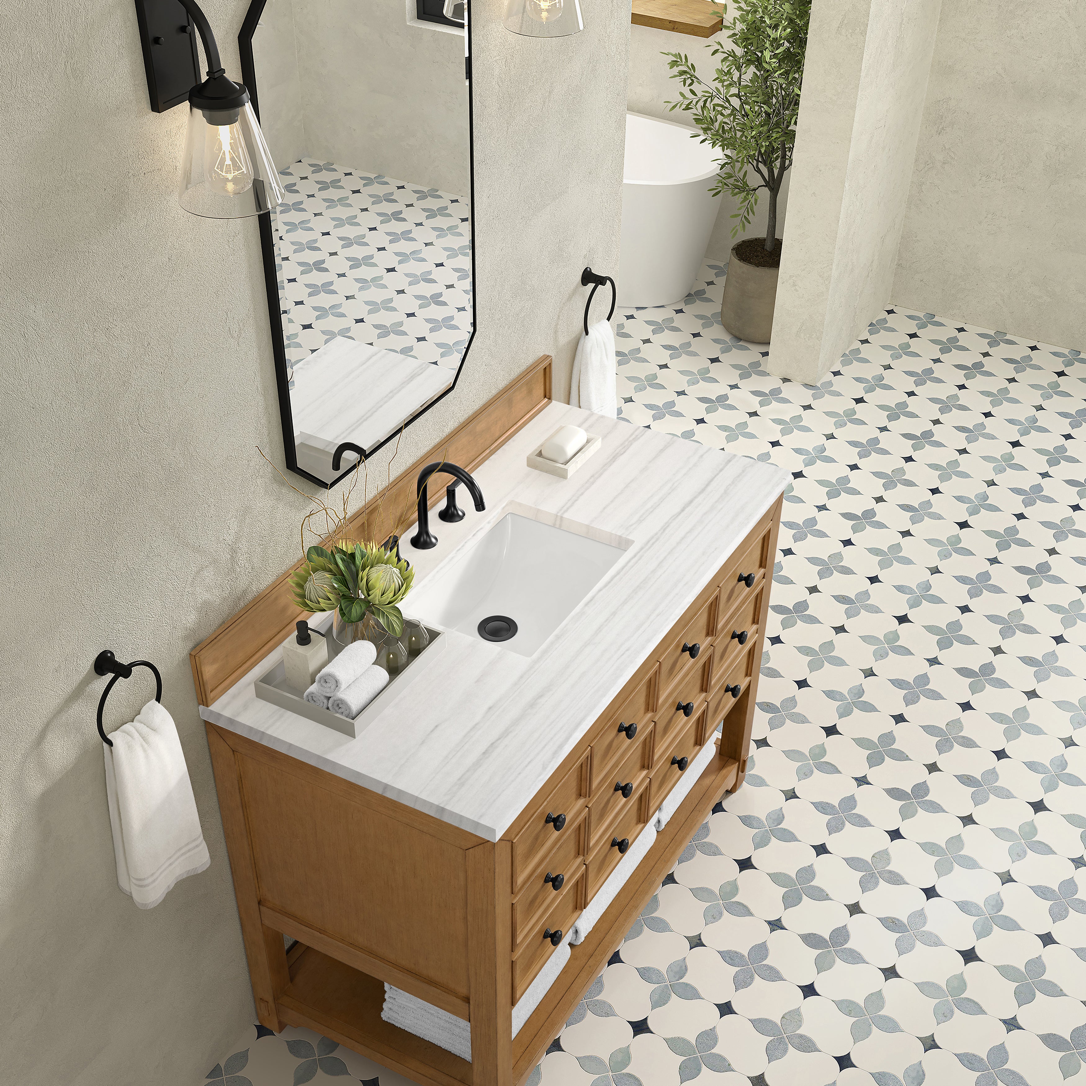 James Martin Malibu 48" Single Vanity in Amber Birch with 3cm Countertop