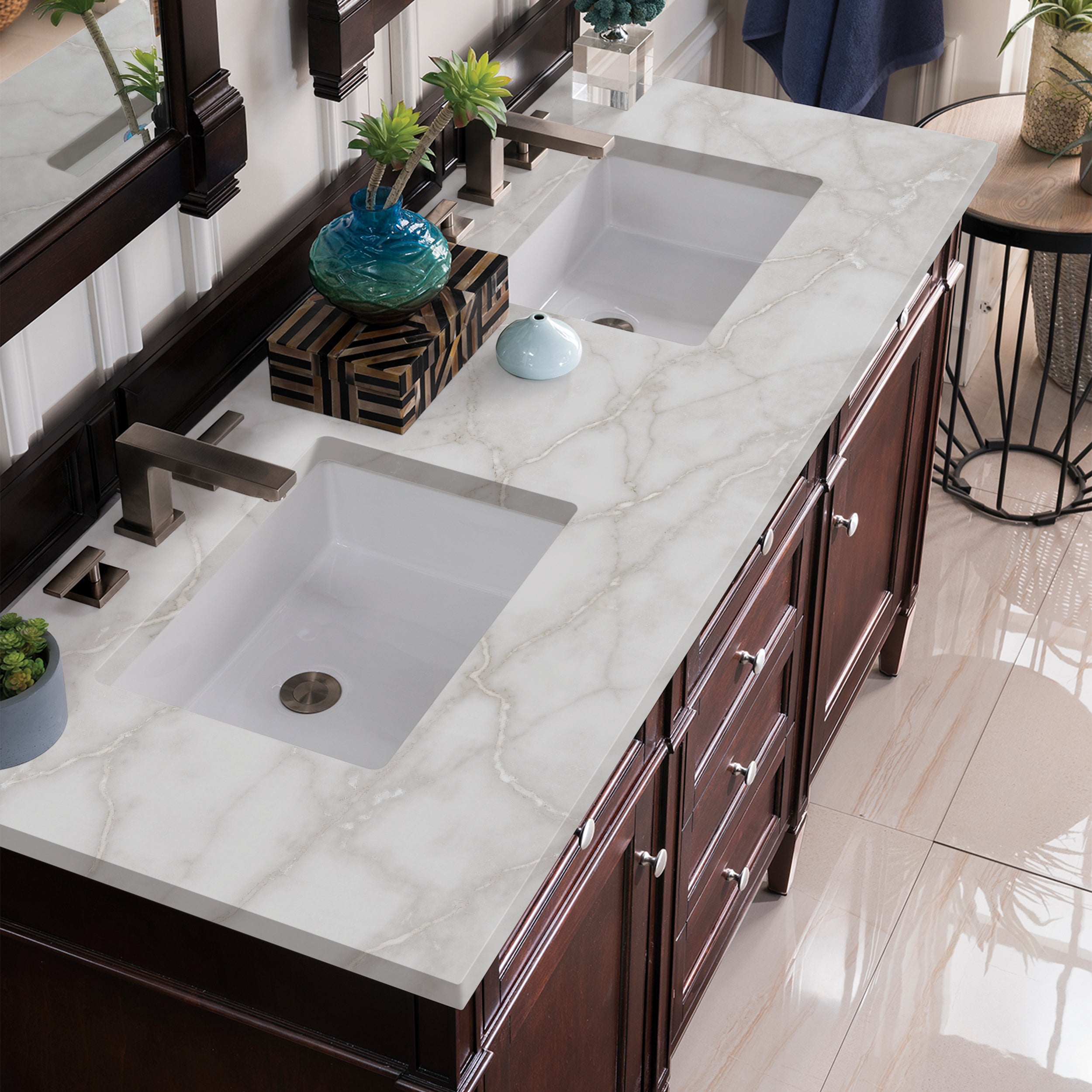 James Martin Brittany 60" Double Vanity in Burnished Mahogany with 3cm Countertop