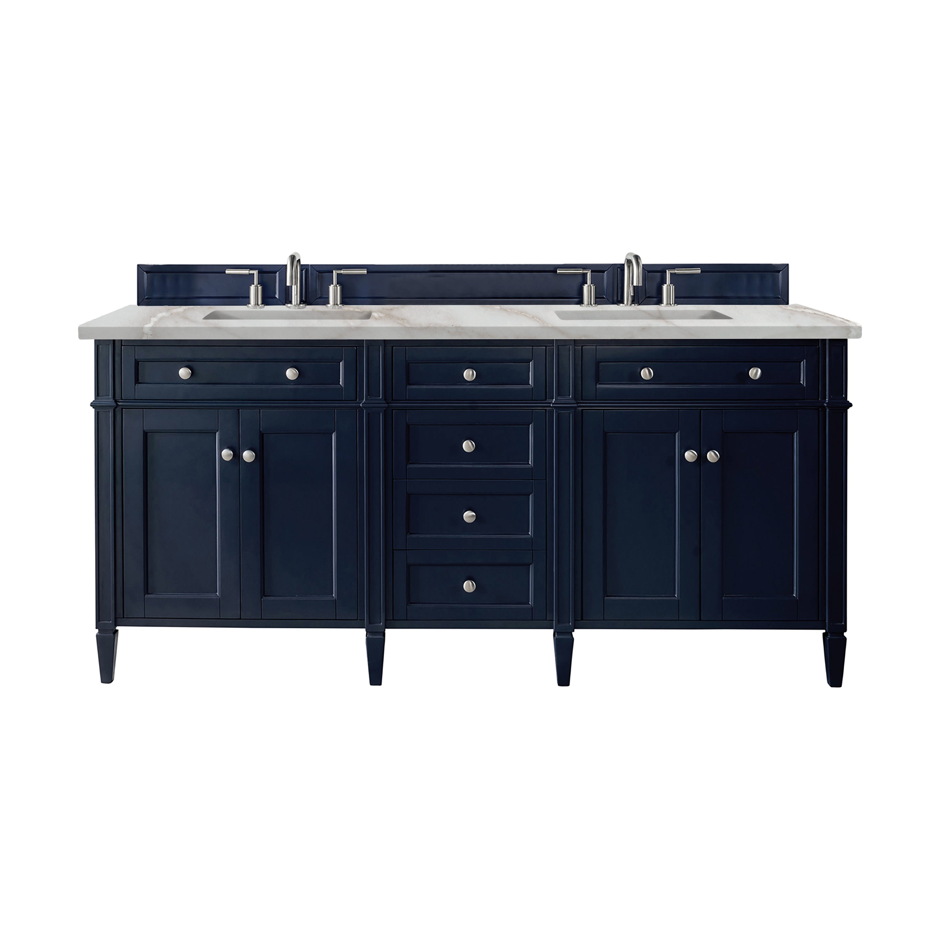 James Martin Brittany 72" Double Vanity in Victory Bleu with 3cm Countertop and FreePower Wireless Charger