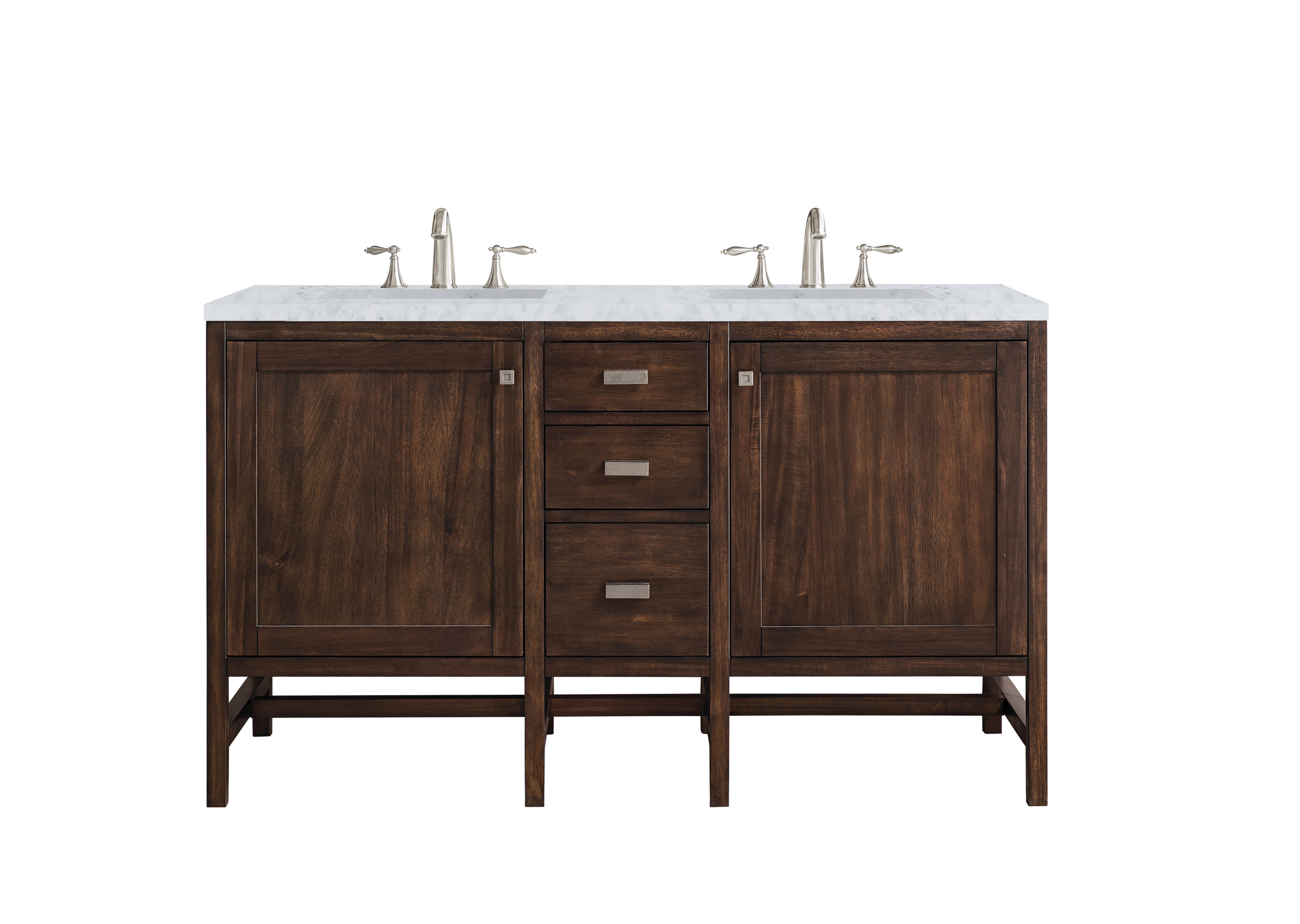 James Martin Addison 60" Double Vanity in Mid-Century Acacia with 3cm Countertop
