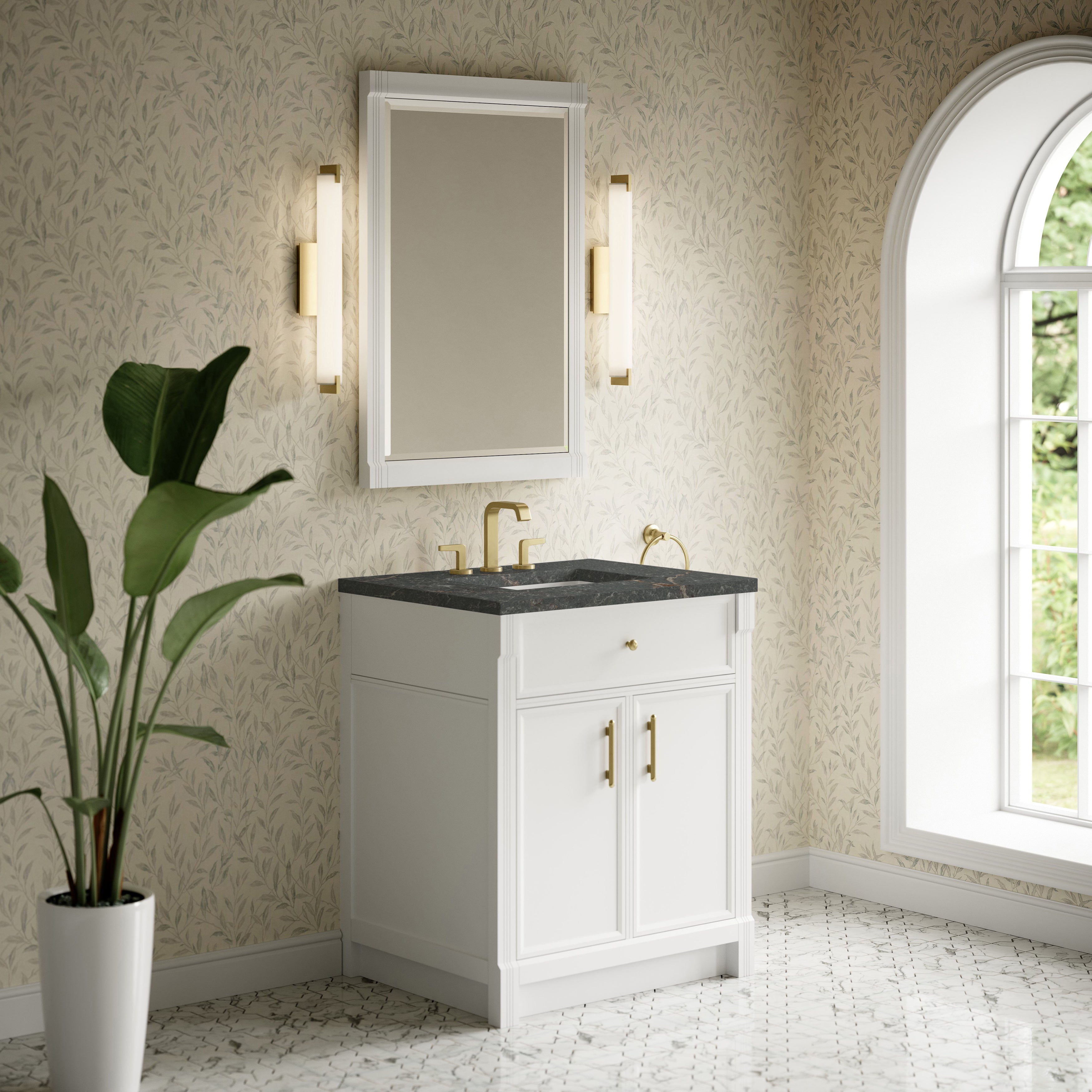 James Martin Bellshire 30" Single Vanity in Bright White with 3cm Countertop