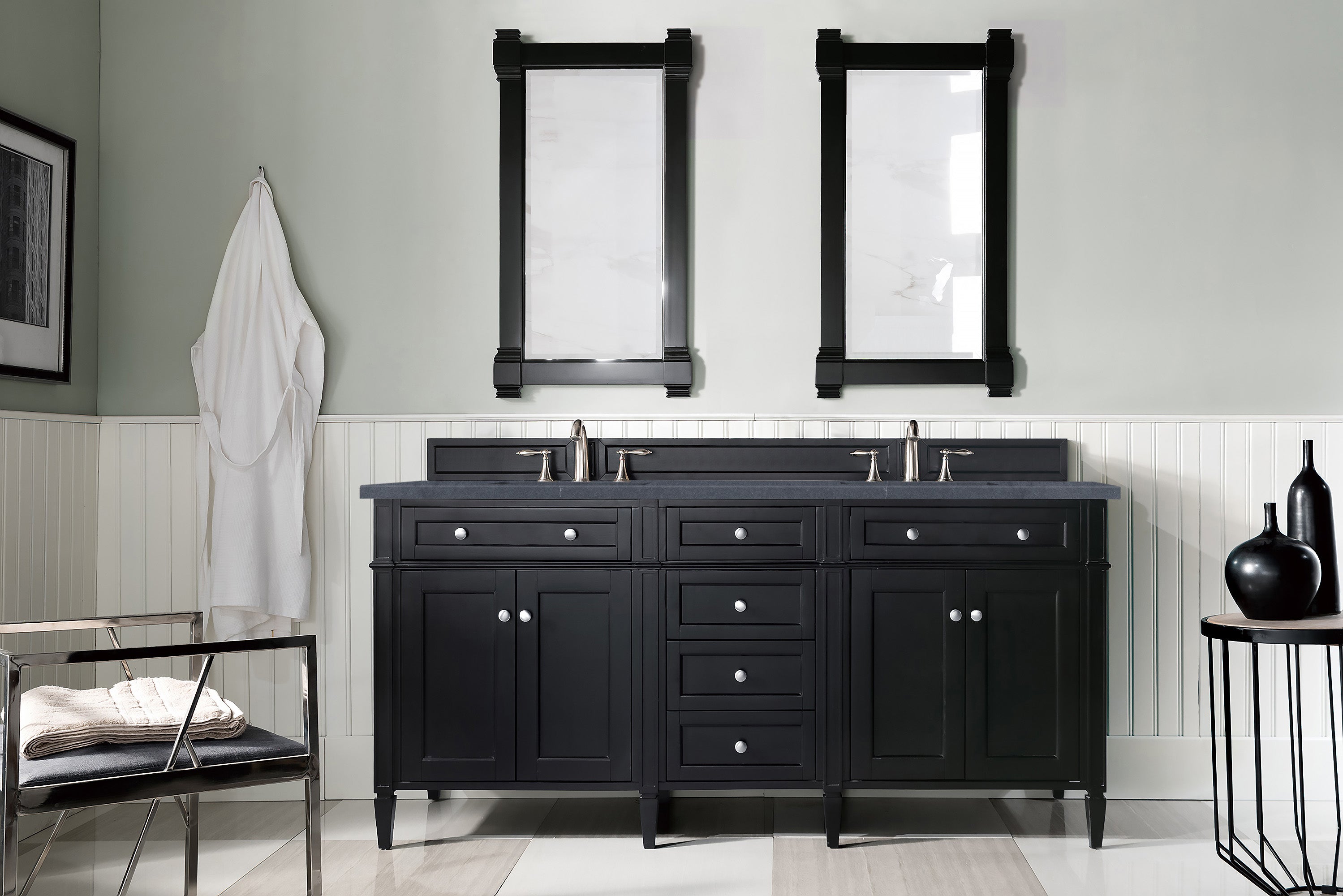 James Martin Brittany 72" Double Vanity in Black Onyx with 3cm Countertop