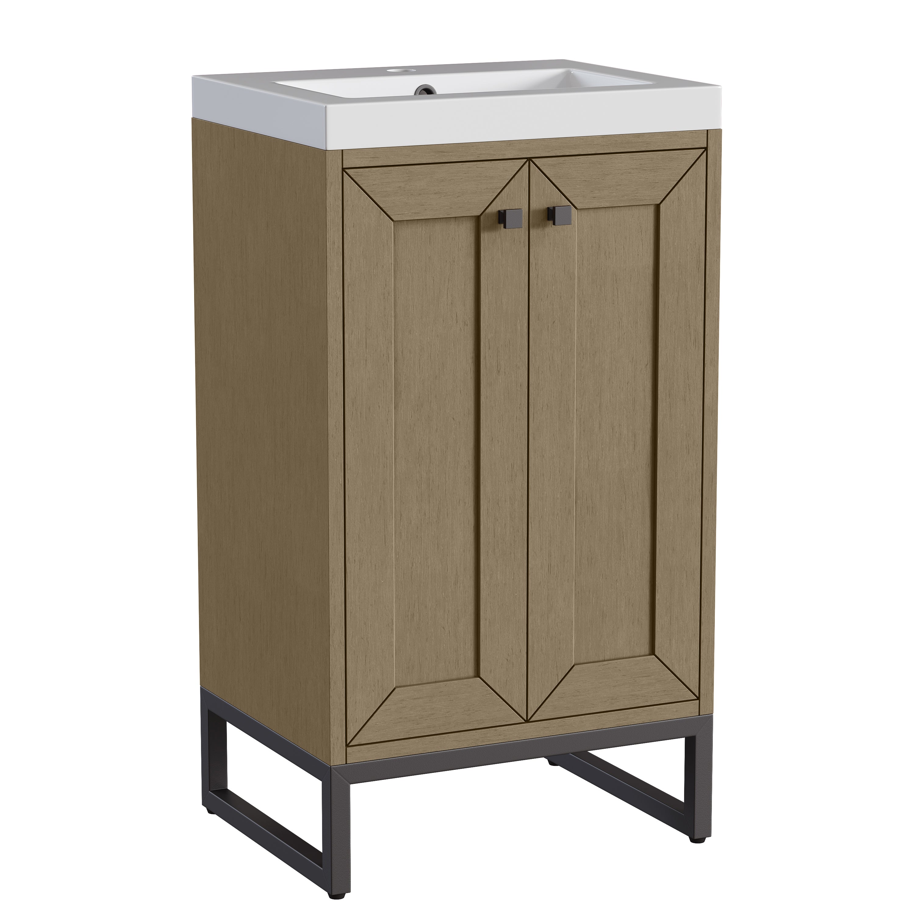 James Martin Chianti 20" Single Vanity in Glossy White with White Glossy Composite Stone Top