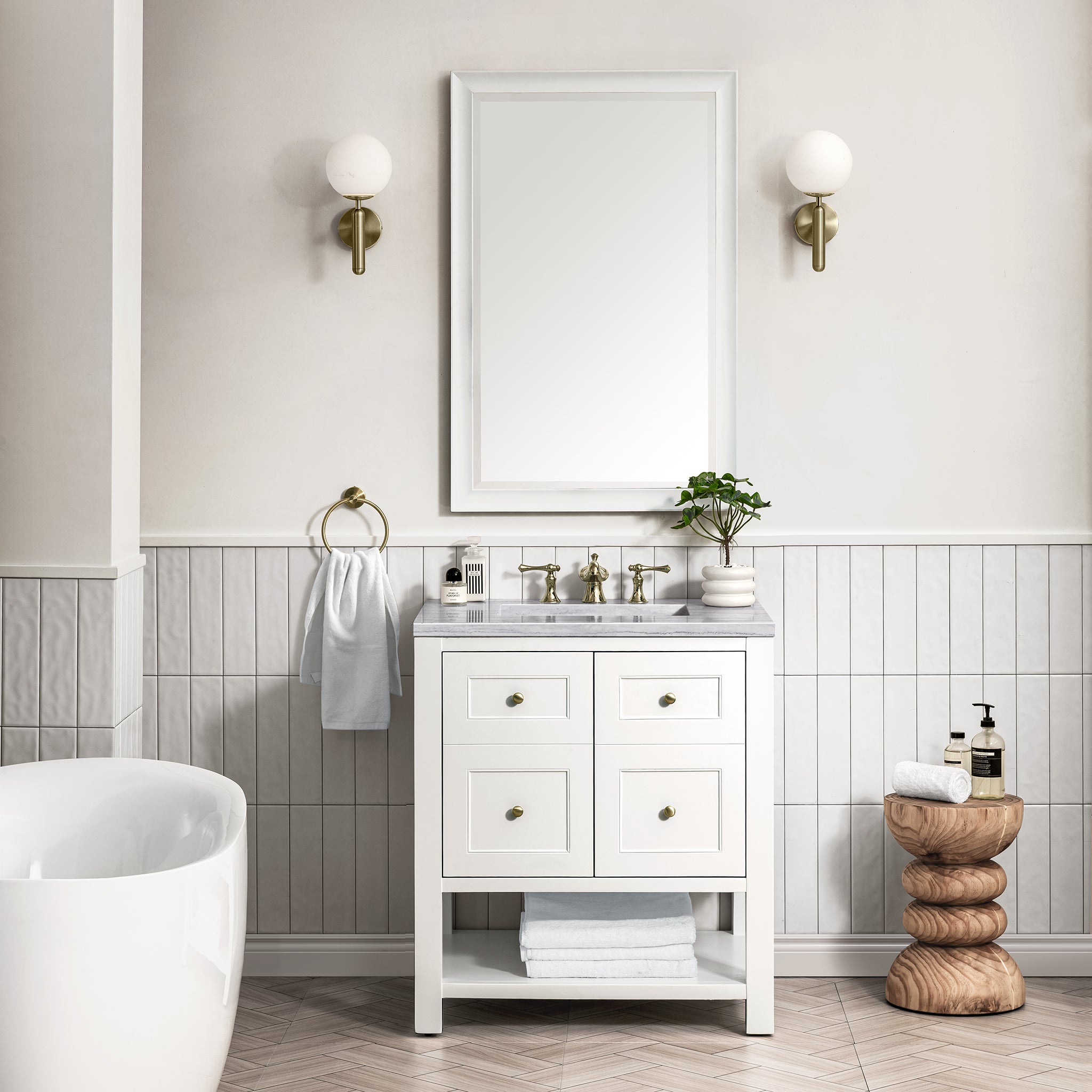 James Martin Breckenridge 30" Single Vanity in Bright White with 3cm Countertop