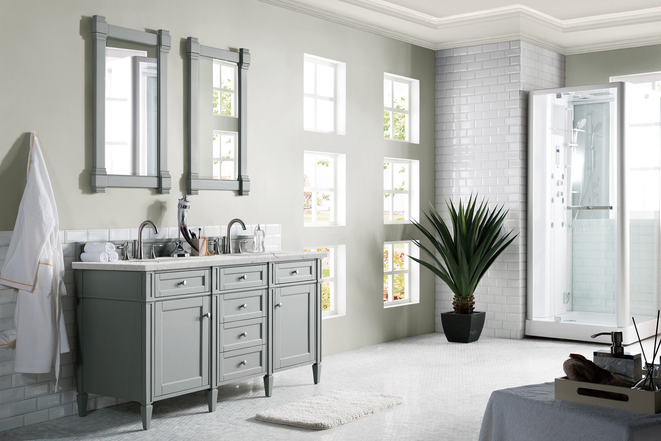 James Martin Brittany 60" Double Vanity in Urban Gray with 3cm Countertop