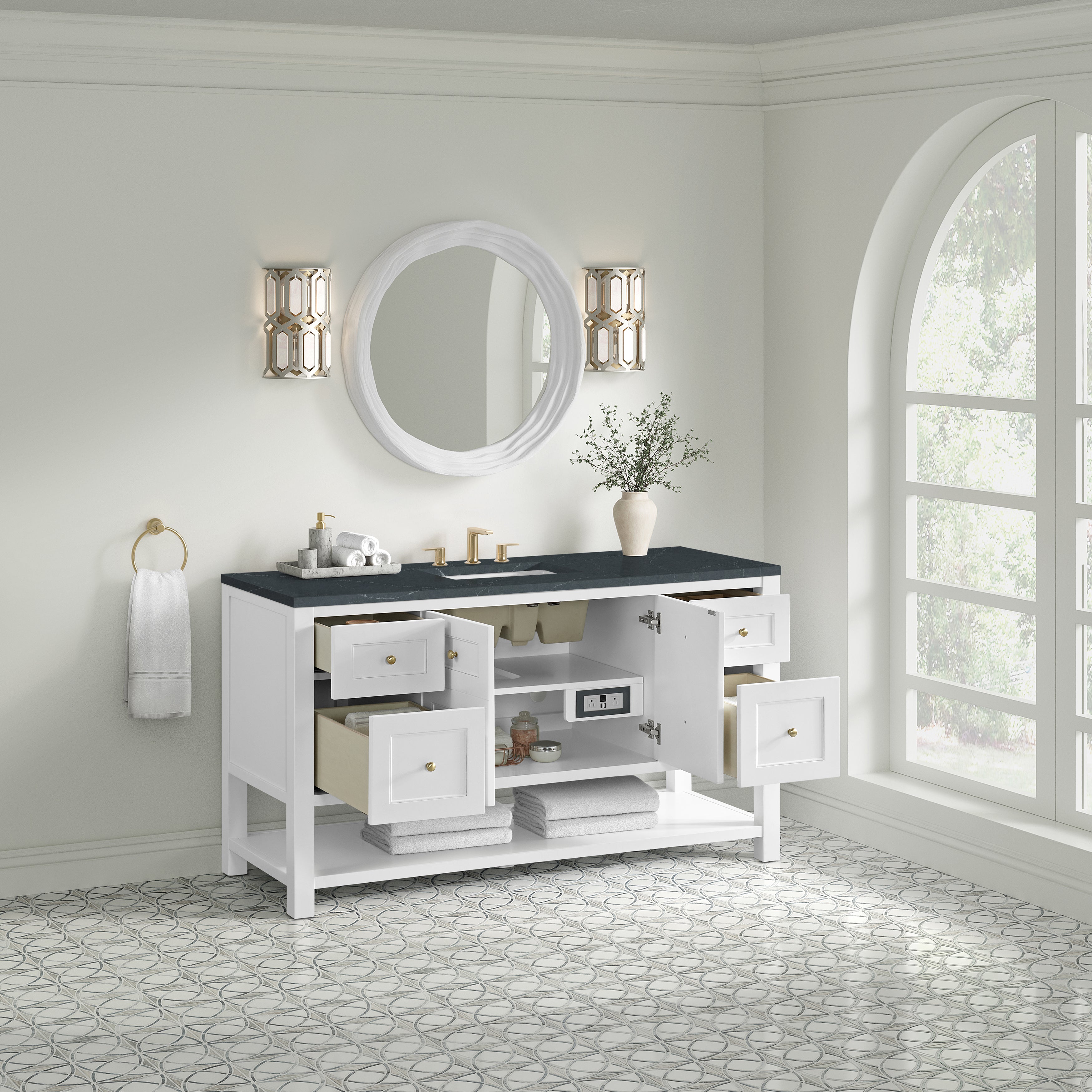 James Martin Breckenridge 60" Single Vanity in Bright White with 3cm Countertop