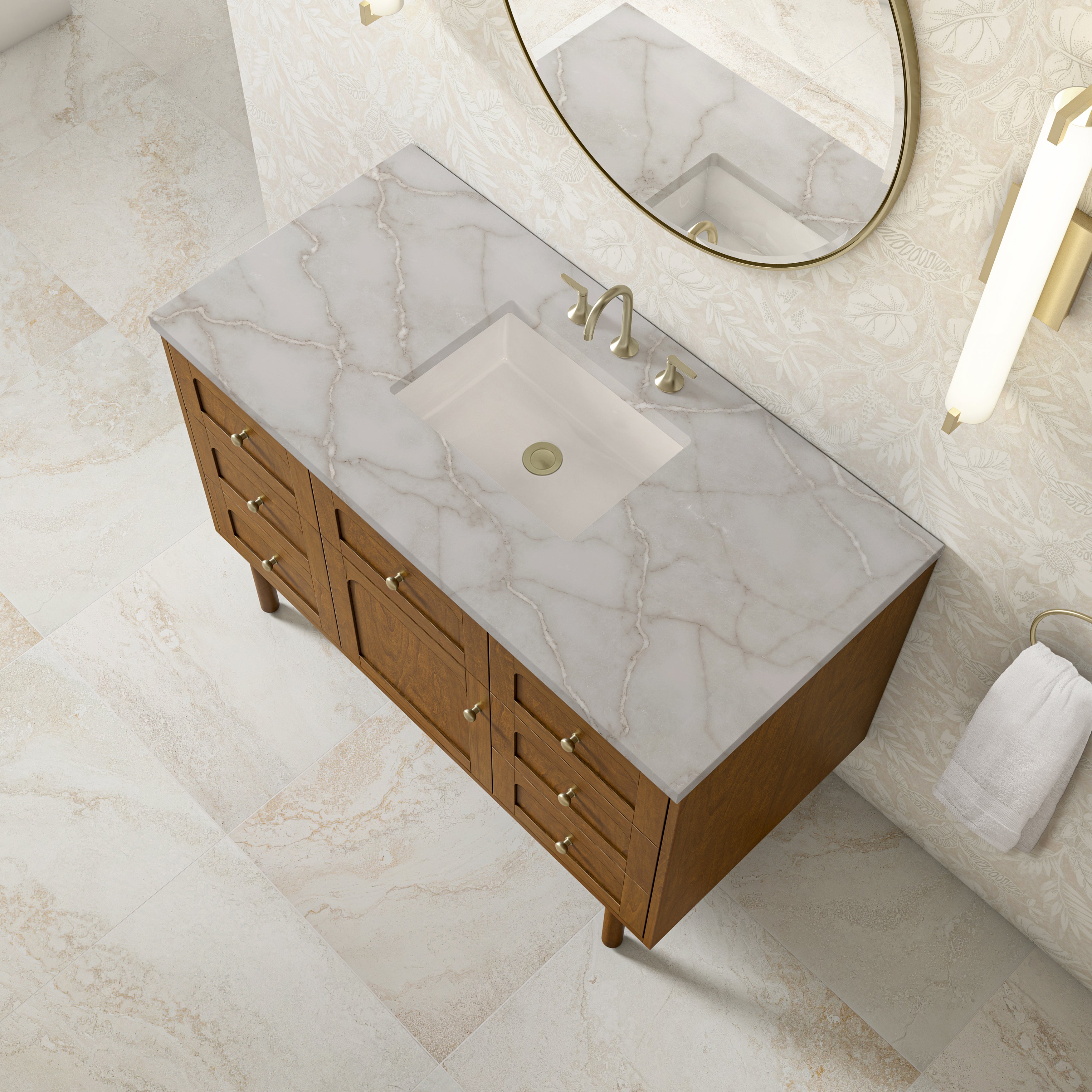 James Martin Laurent 48" Single Vanity in Honey Oak with 3cm Countertop