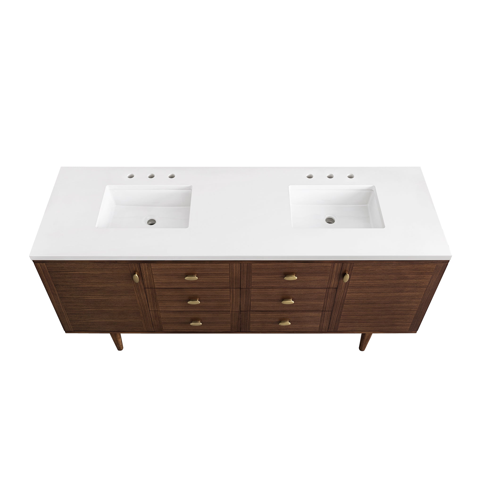 James Martin Amberly 72" Double Vanity in Mid-Century Walnut with 3cm Countertop