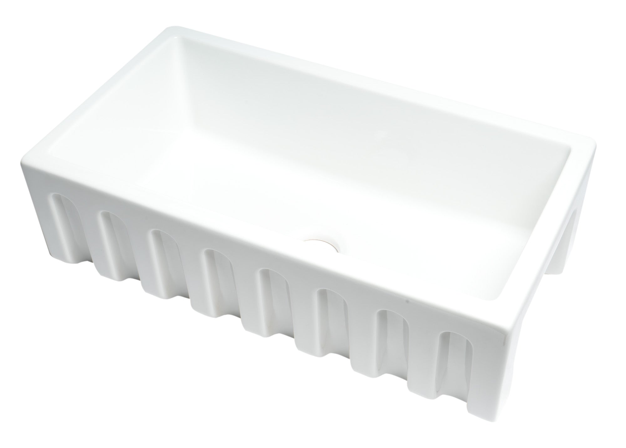 ALFI brand AB3318HS 33" x 18" Reversible Fluted / Smooth Fireclay Farm Sink
