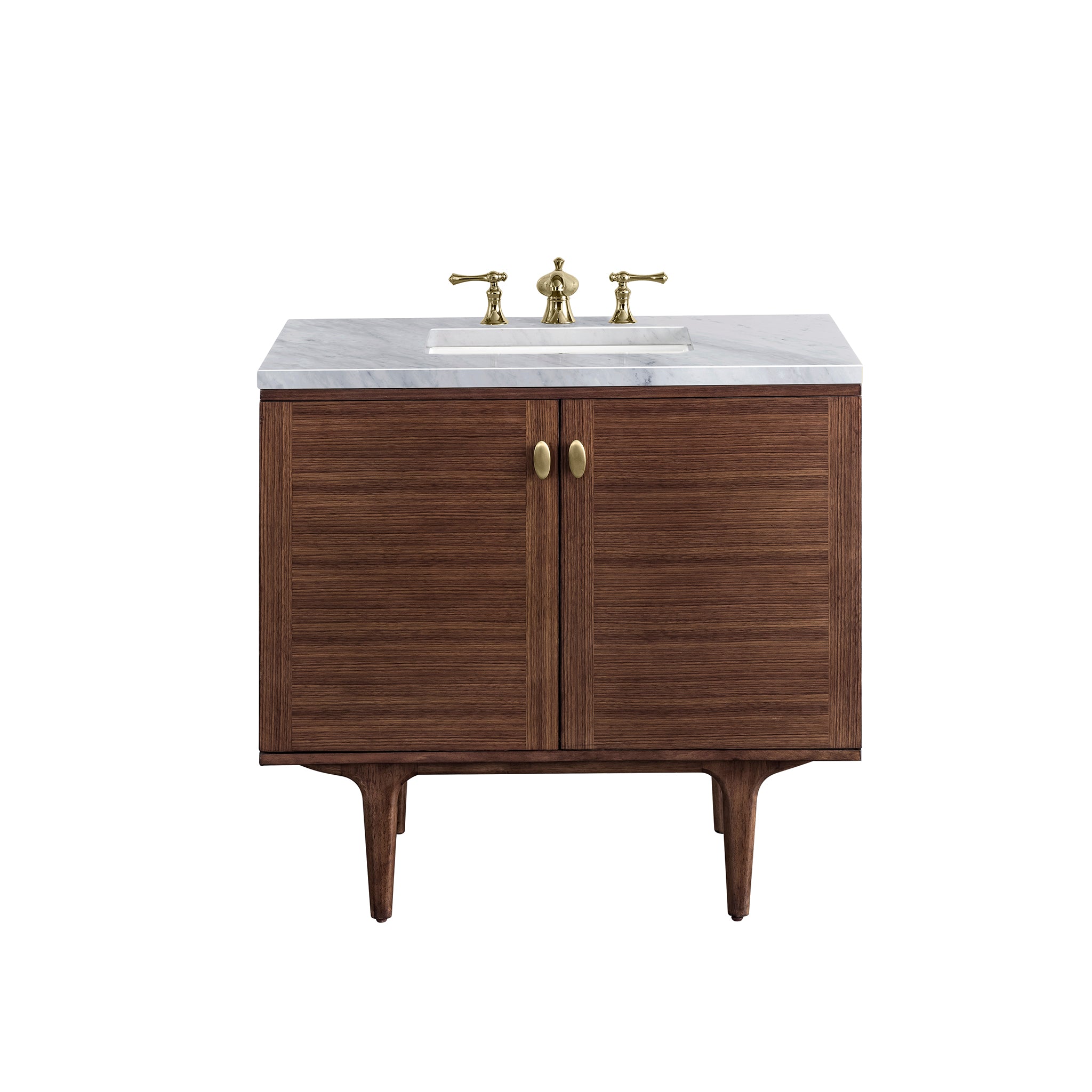James Martin Amberly 36" Single Vanity in Mid-Century Walnut with 3cm Countertop