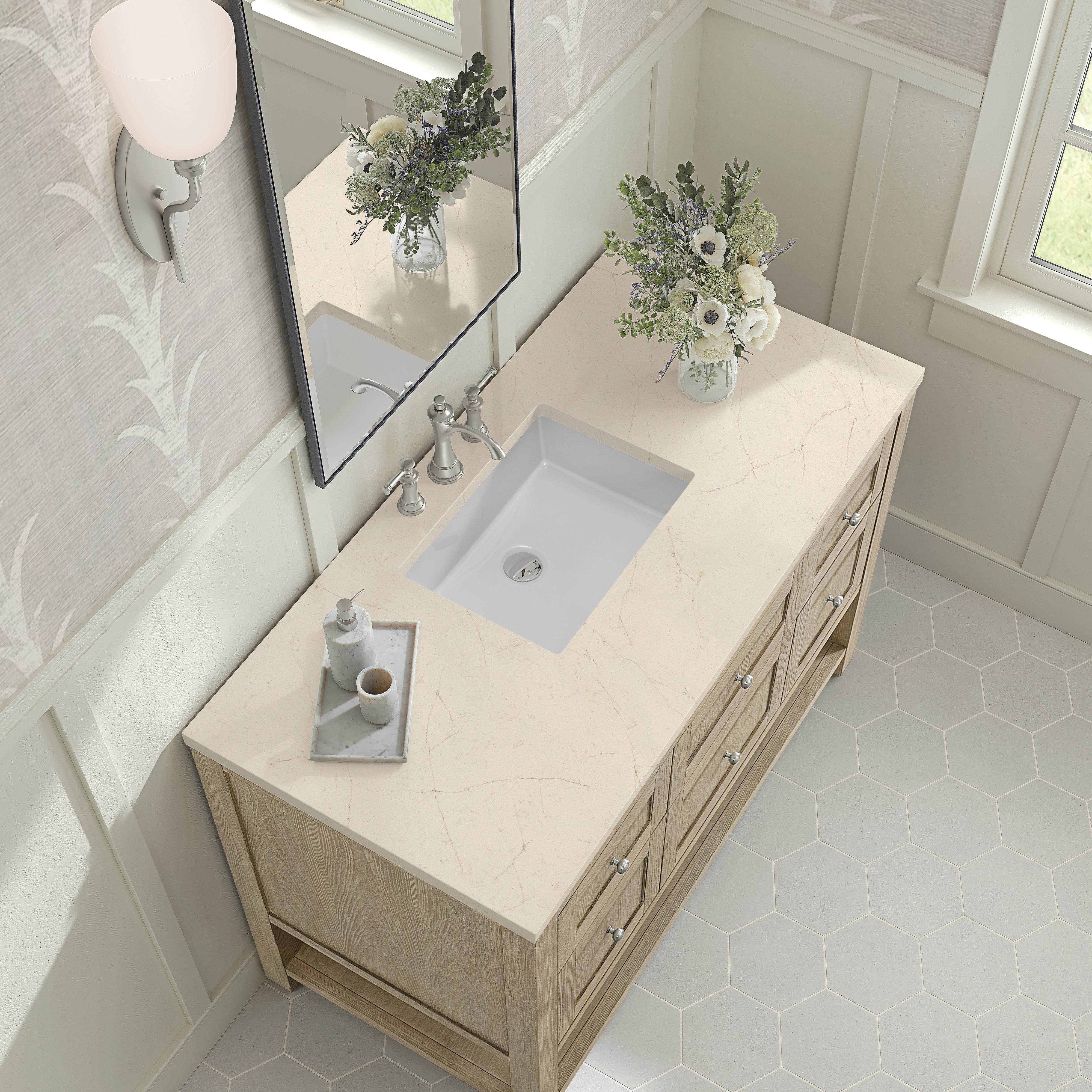 James Martin Breckenridge 48" Single Vanity in Whitewashed Oak with 3cm Countertop