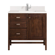 James Martin Addison 36" Single Vanity in Mid-Century Acacia with 3cm Countertop