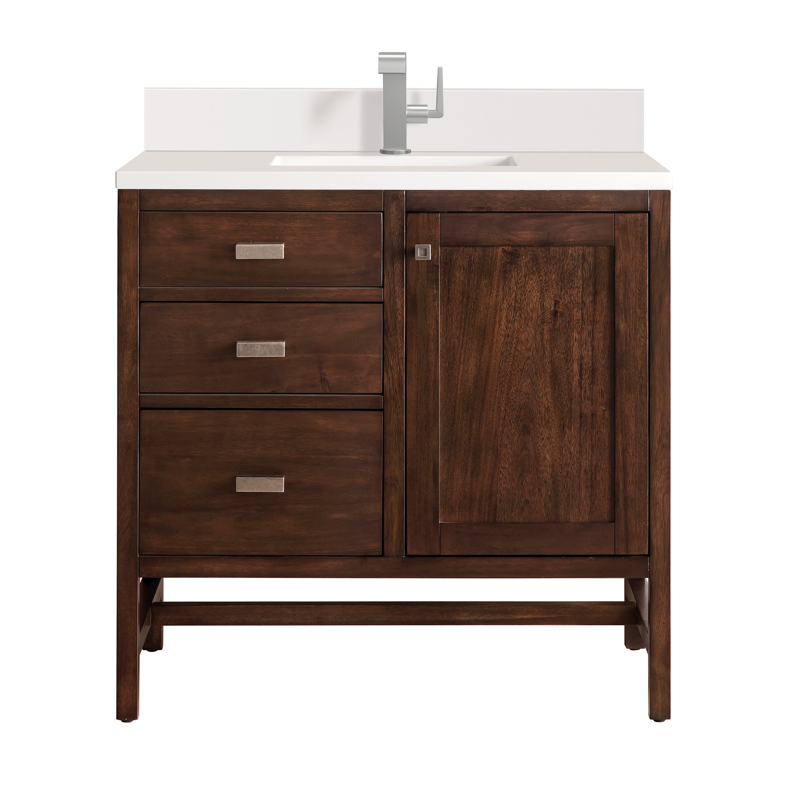 James Martin Addison 36" Single Vanity in Mid-Century Acacia with 3cm Countertop