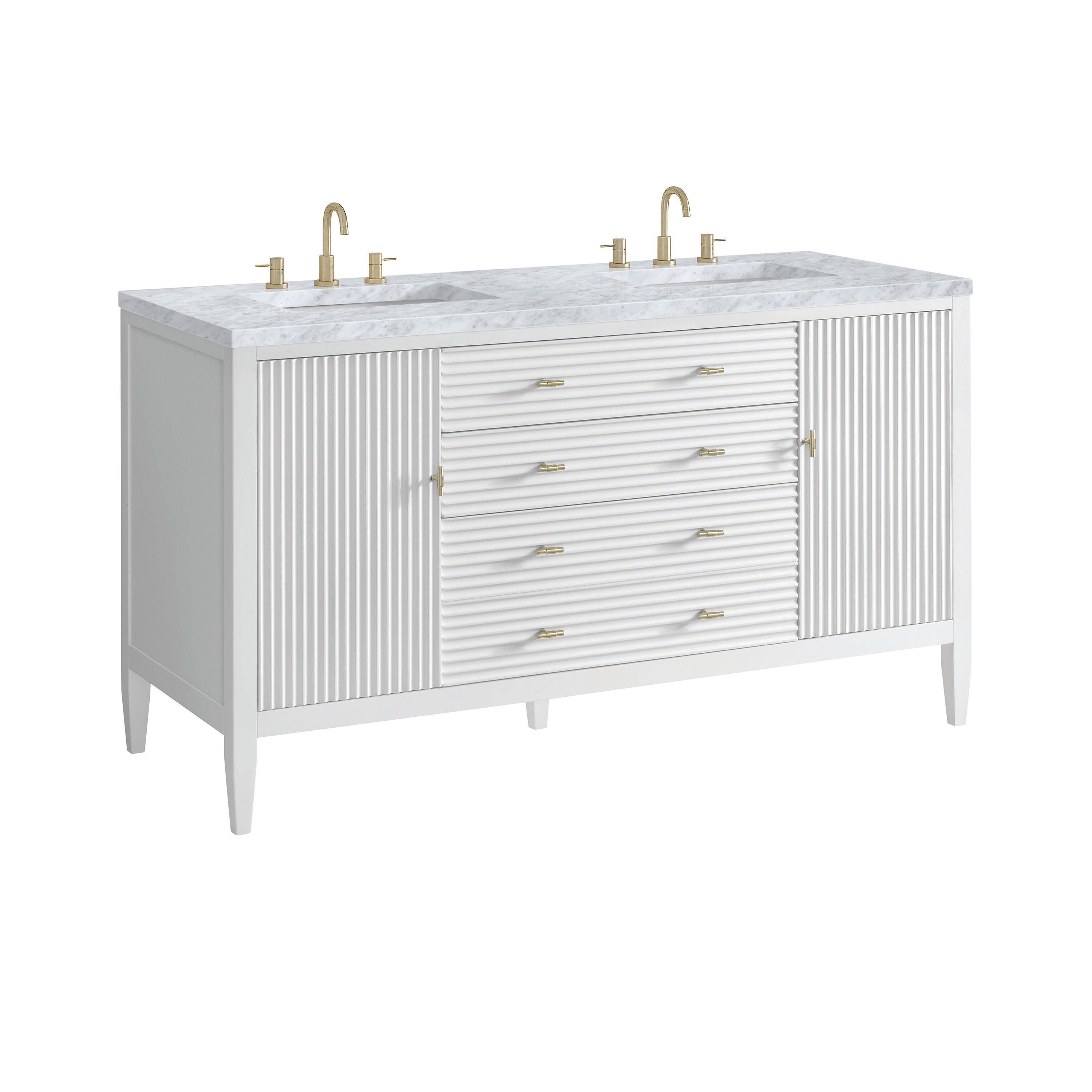 James Martin Myrrin 60" Double Vanity in Bright White with 3cm Countertop