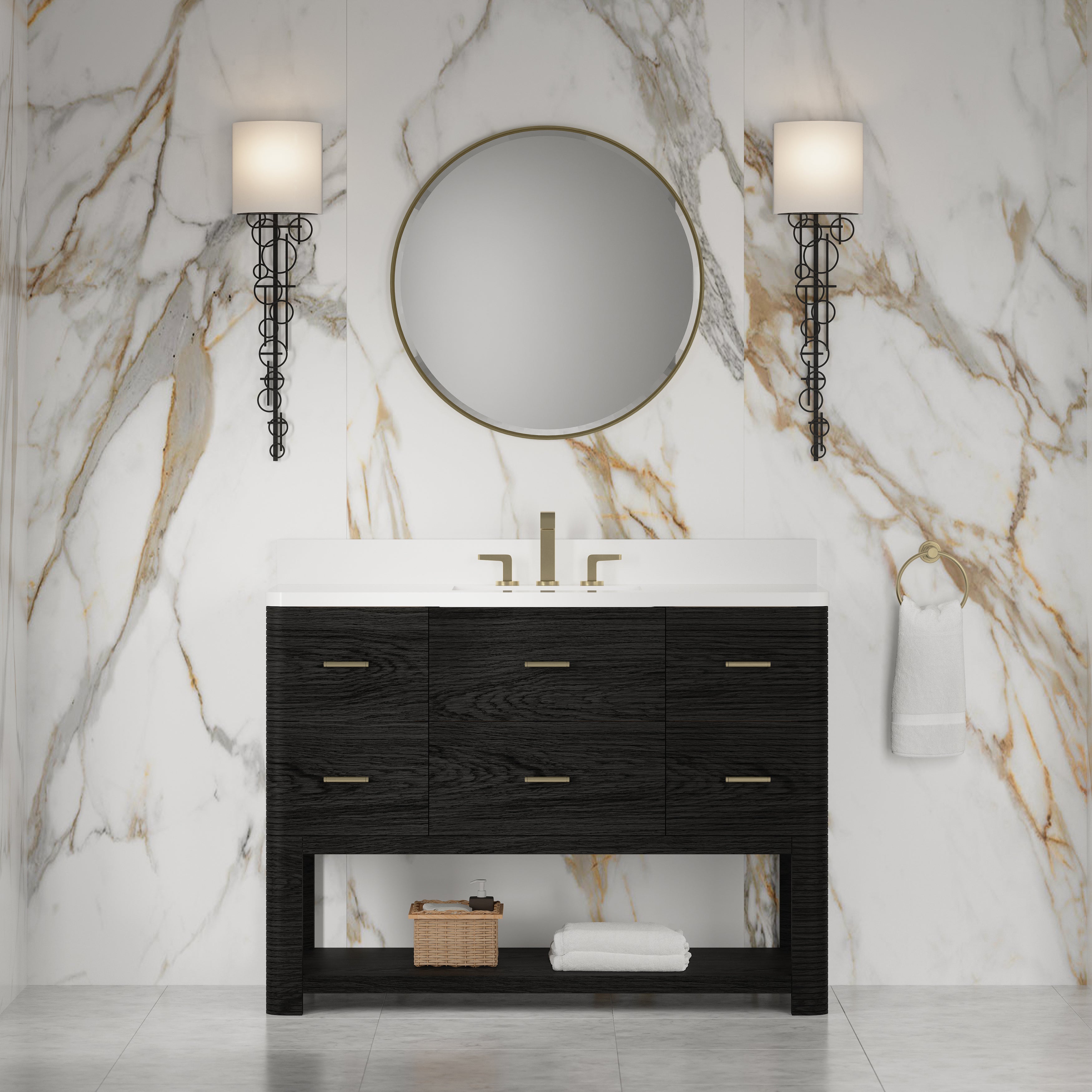 James Martin Lucian 48" Single Vanity in Carbon Oak with 3cm Countertop