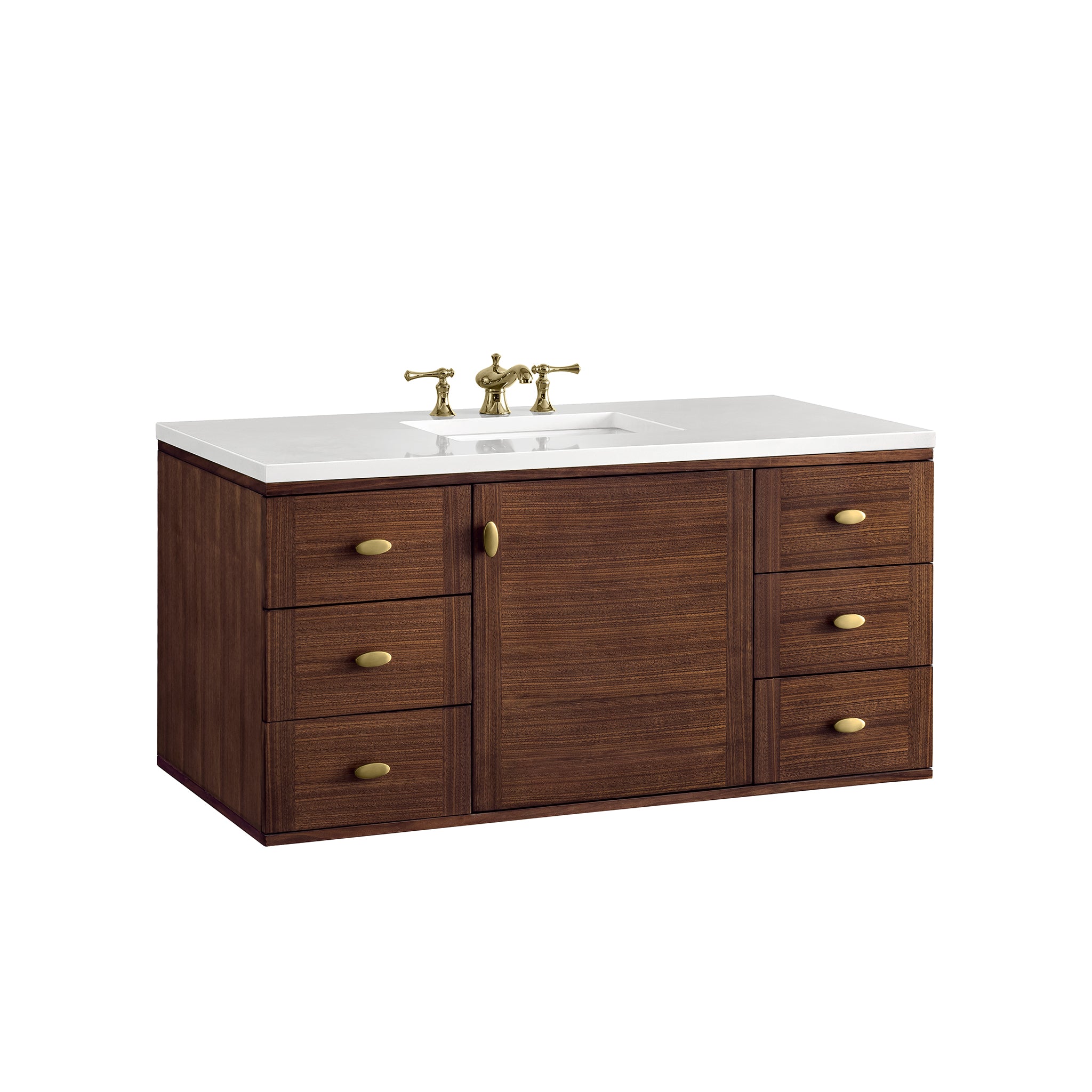 James Martin Amberly 48" Single Vanity in Mid-Century Walnut with 3cm Countertop