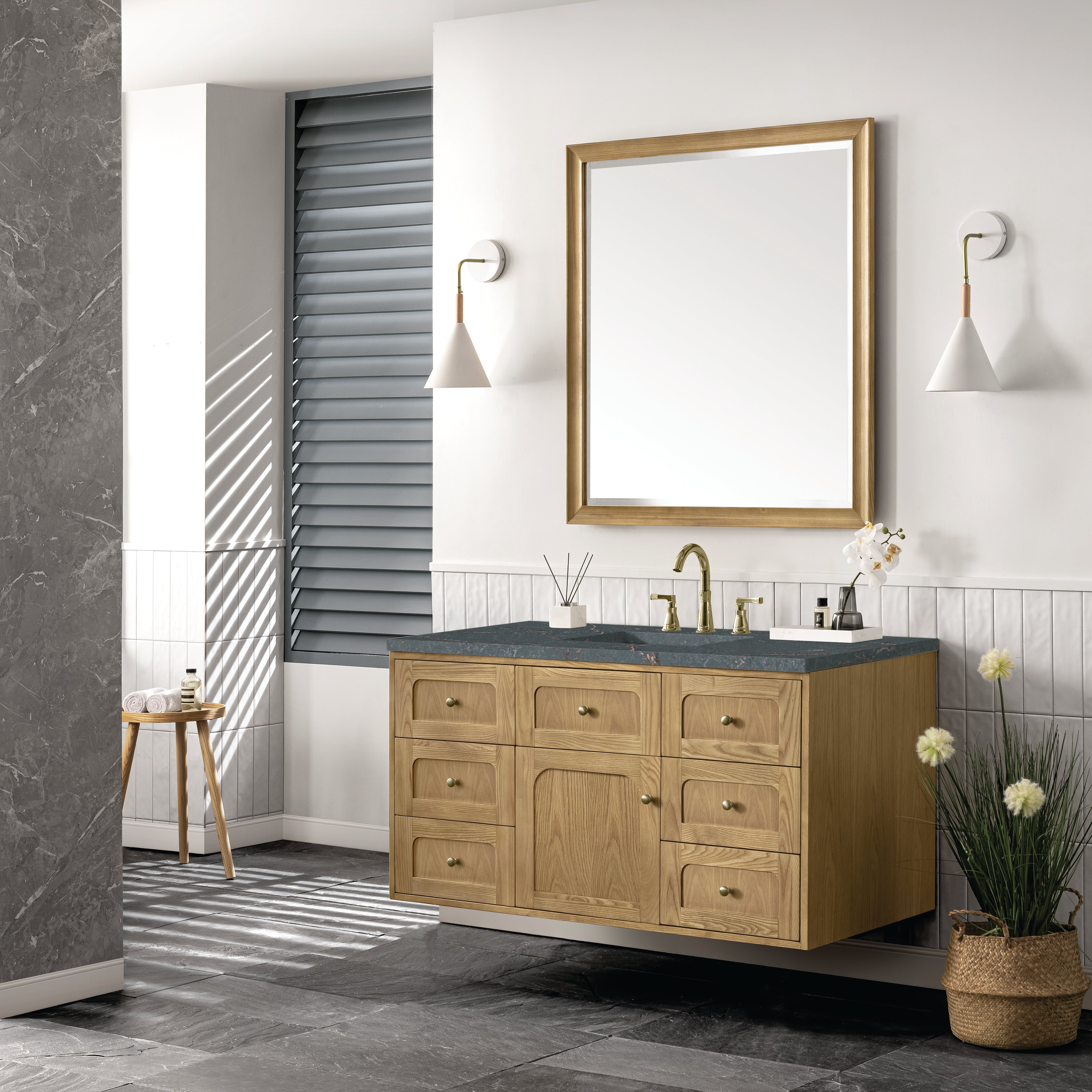James Martin Laurent 48" Single Vanity in Light Natural Oak with 3cm Countertop