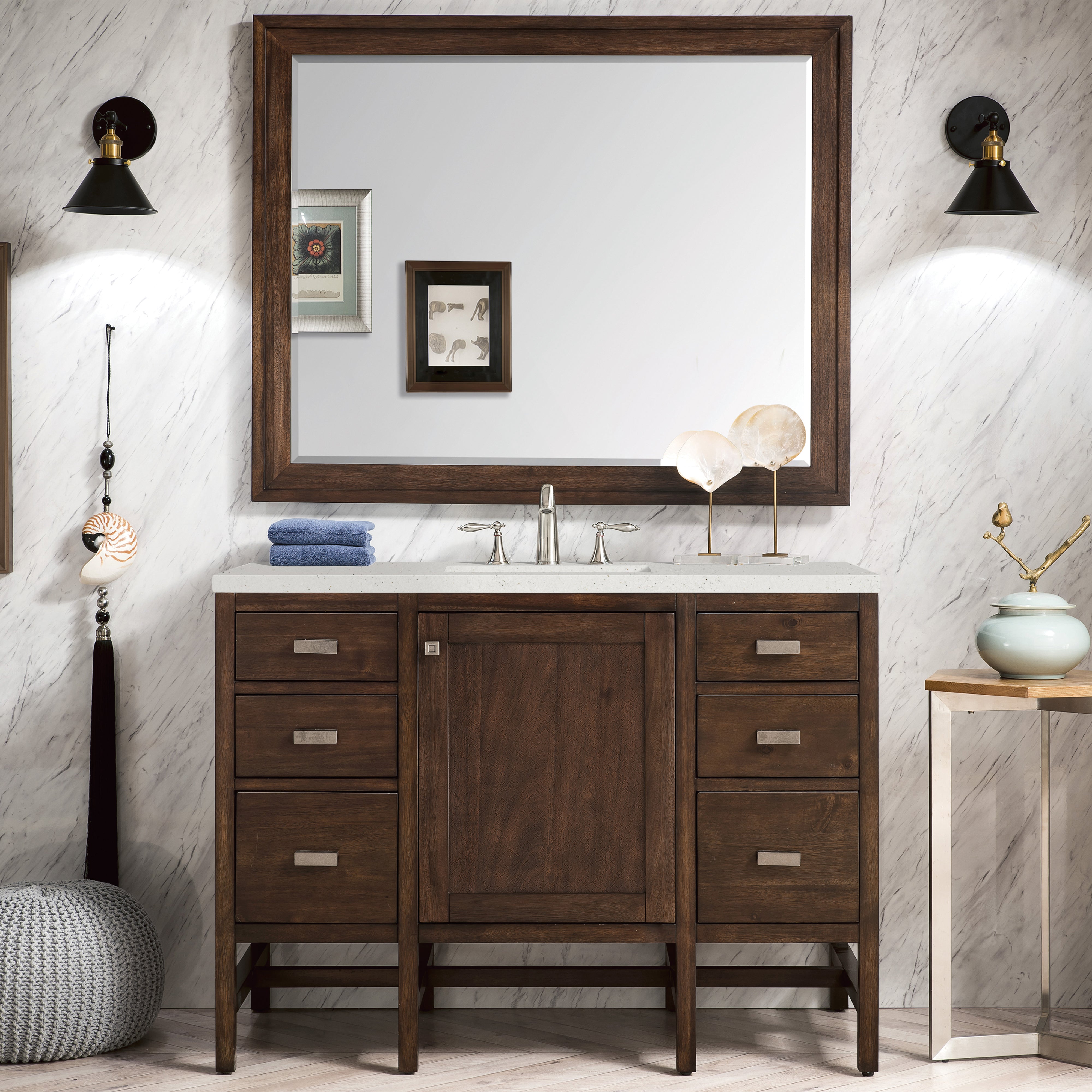 James Martin Addison 48" Single Vanity in Mid-Century Acacia with 3cm Countertop