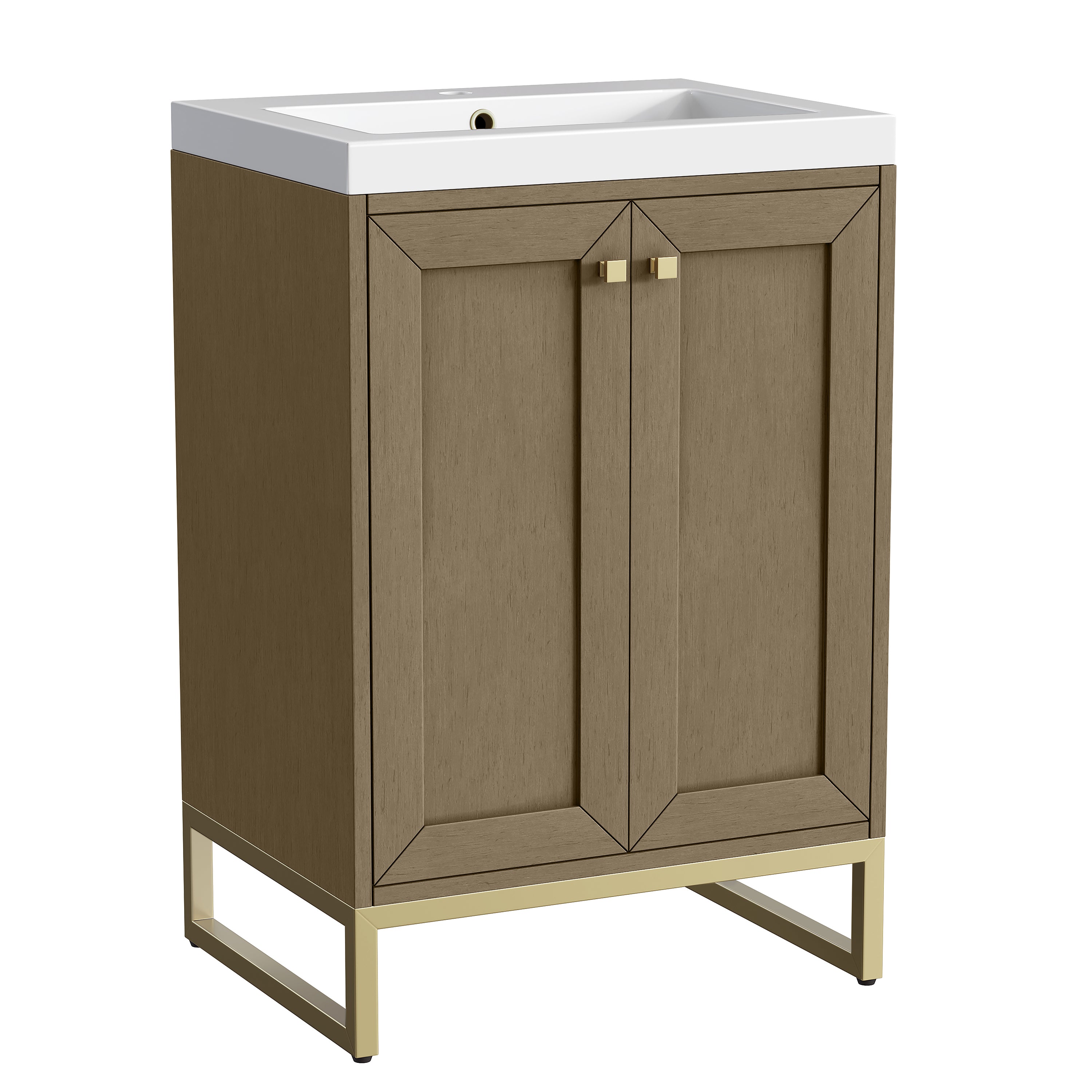 James Martin Chianti 24" Single Vanity in Glossy White with White Glossy Composite Stone Top