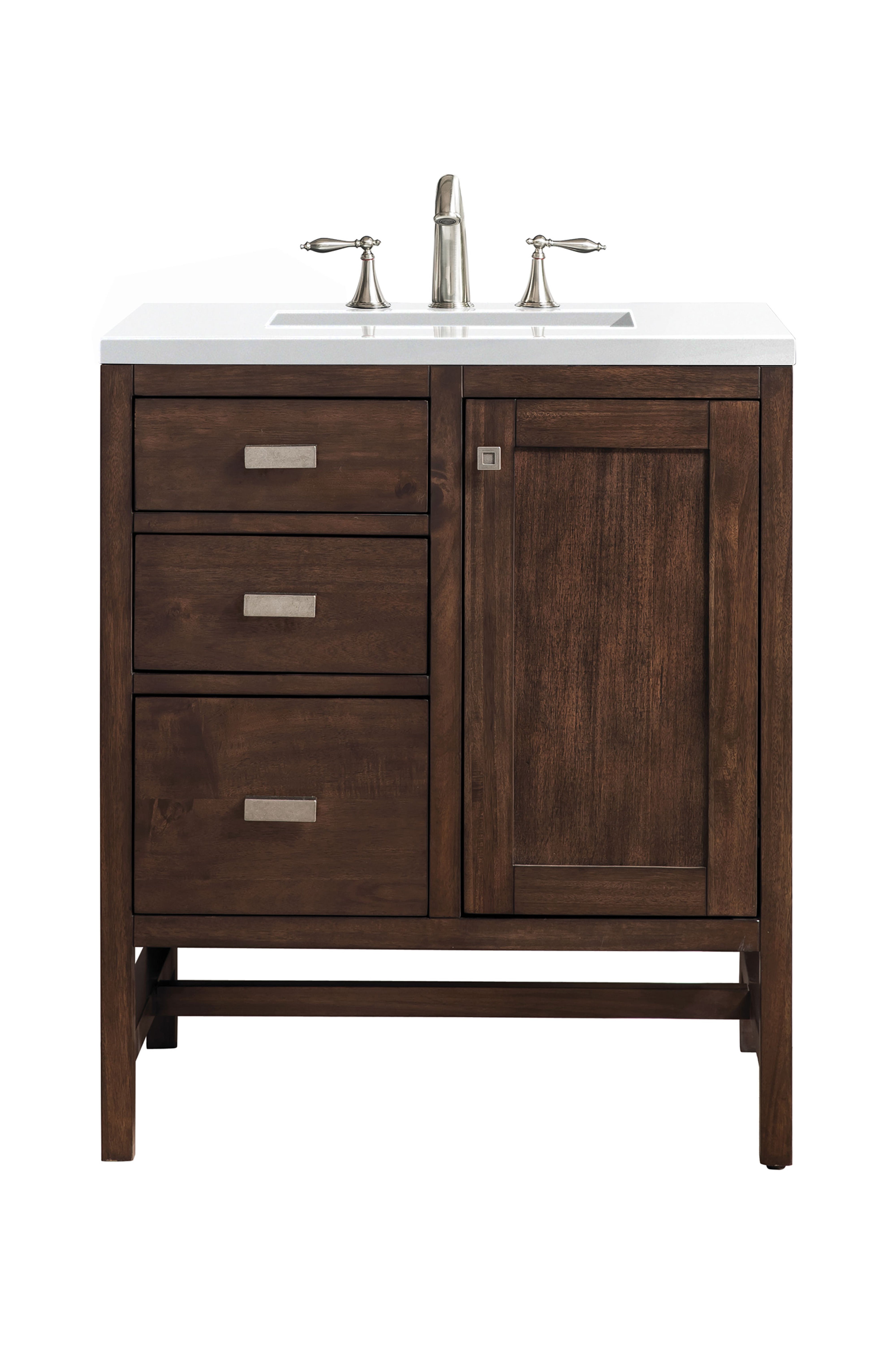 James Martin Addison 30" Single Vanity in Mid-Century Acacia with 3cm Countertop