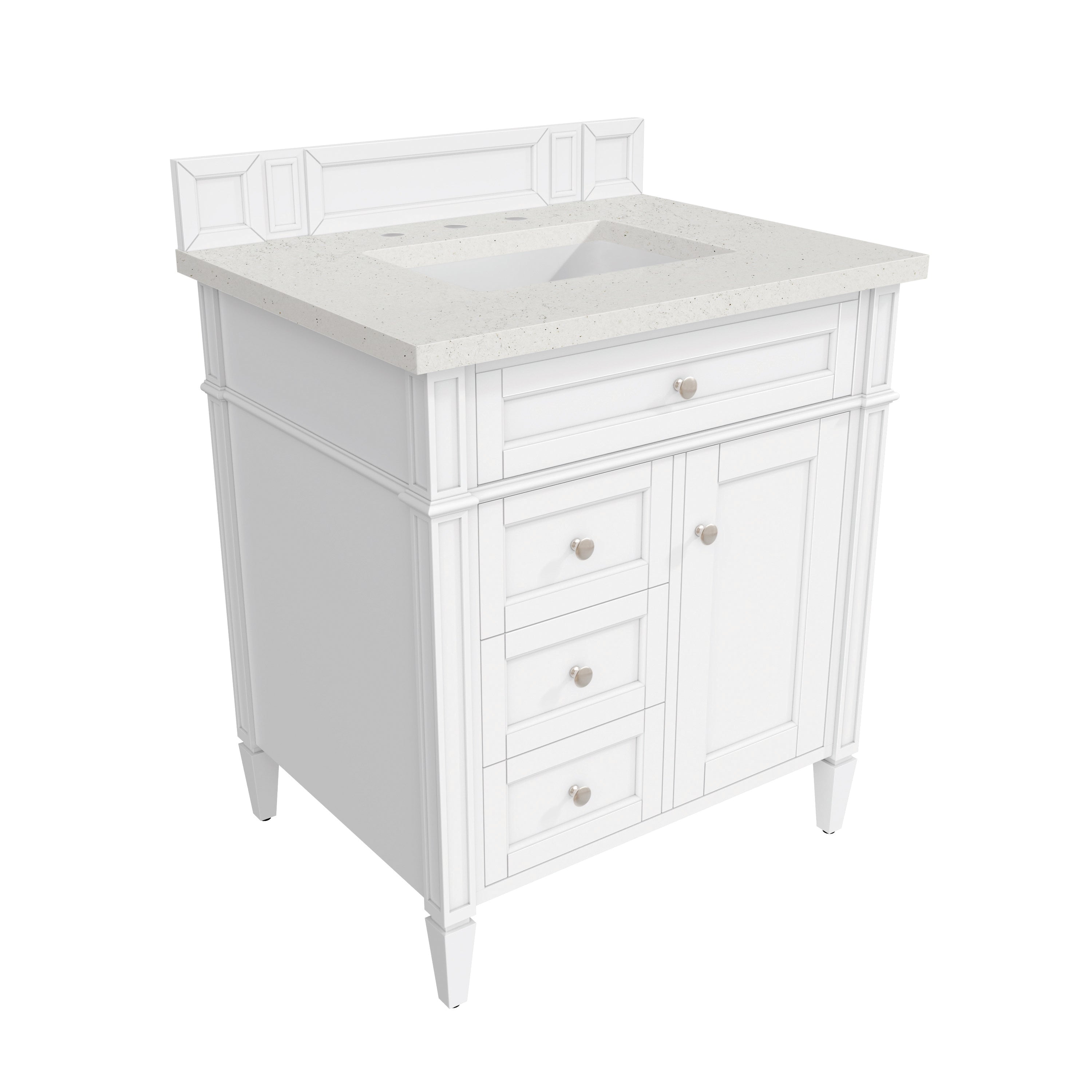 James Martin Brittany 30" Single Vanity in Bright White with 3cm Countertop