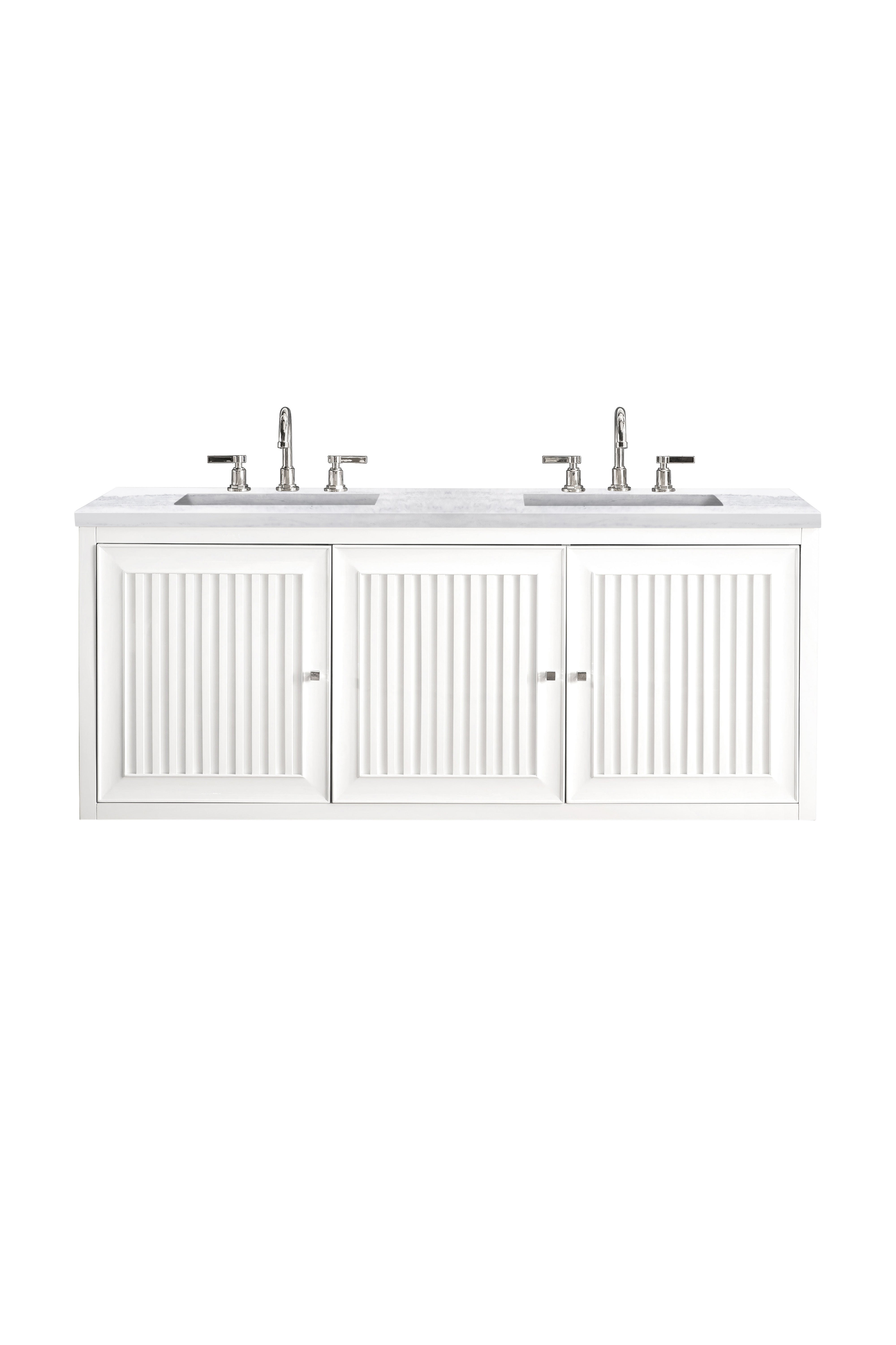 James Martin Athens 60" Double Vanity in Glossy White with 3cm Countertop