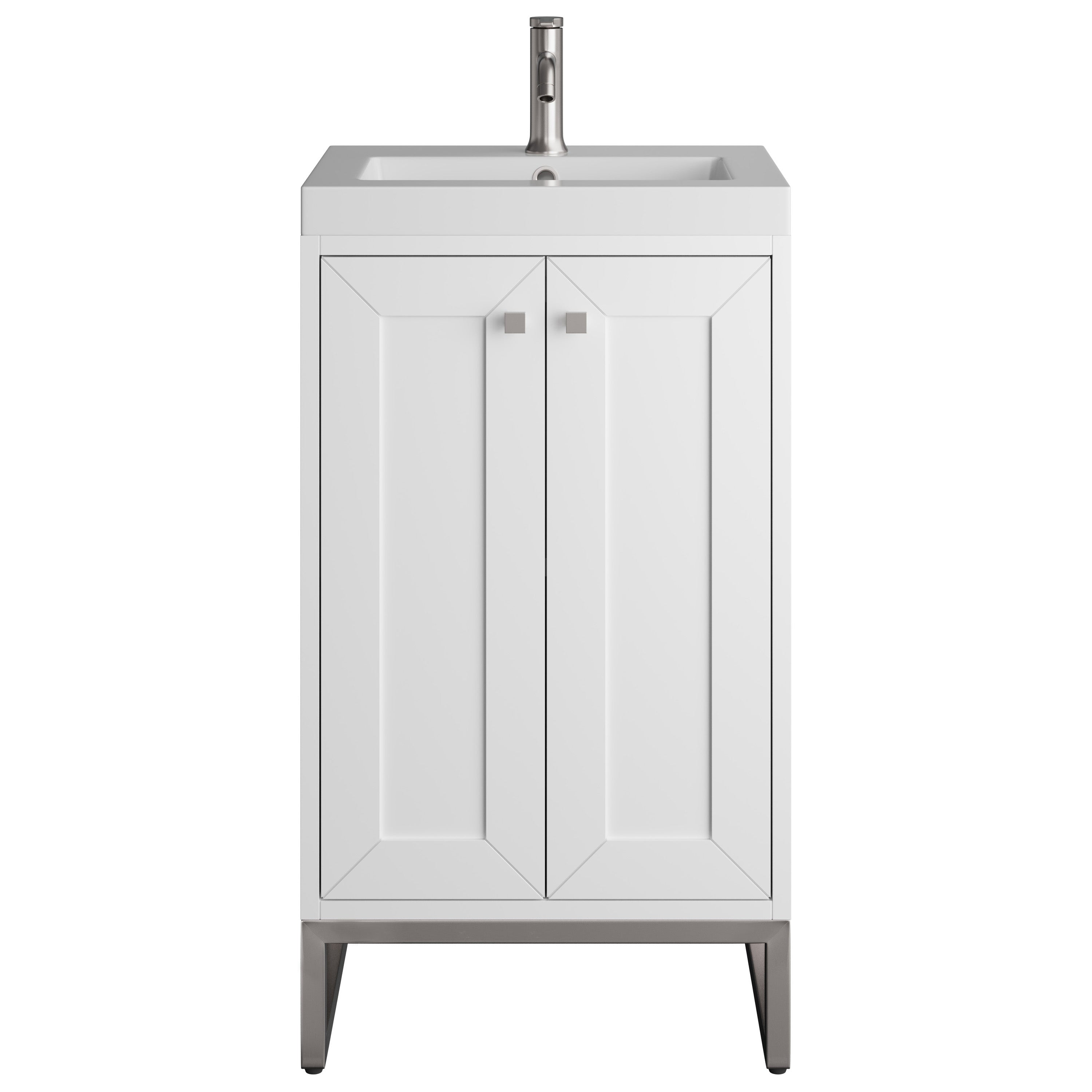 James Martin Chianti 20" Single Vanity in Glossy White with White Glossy Composite Stone Top