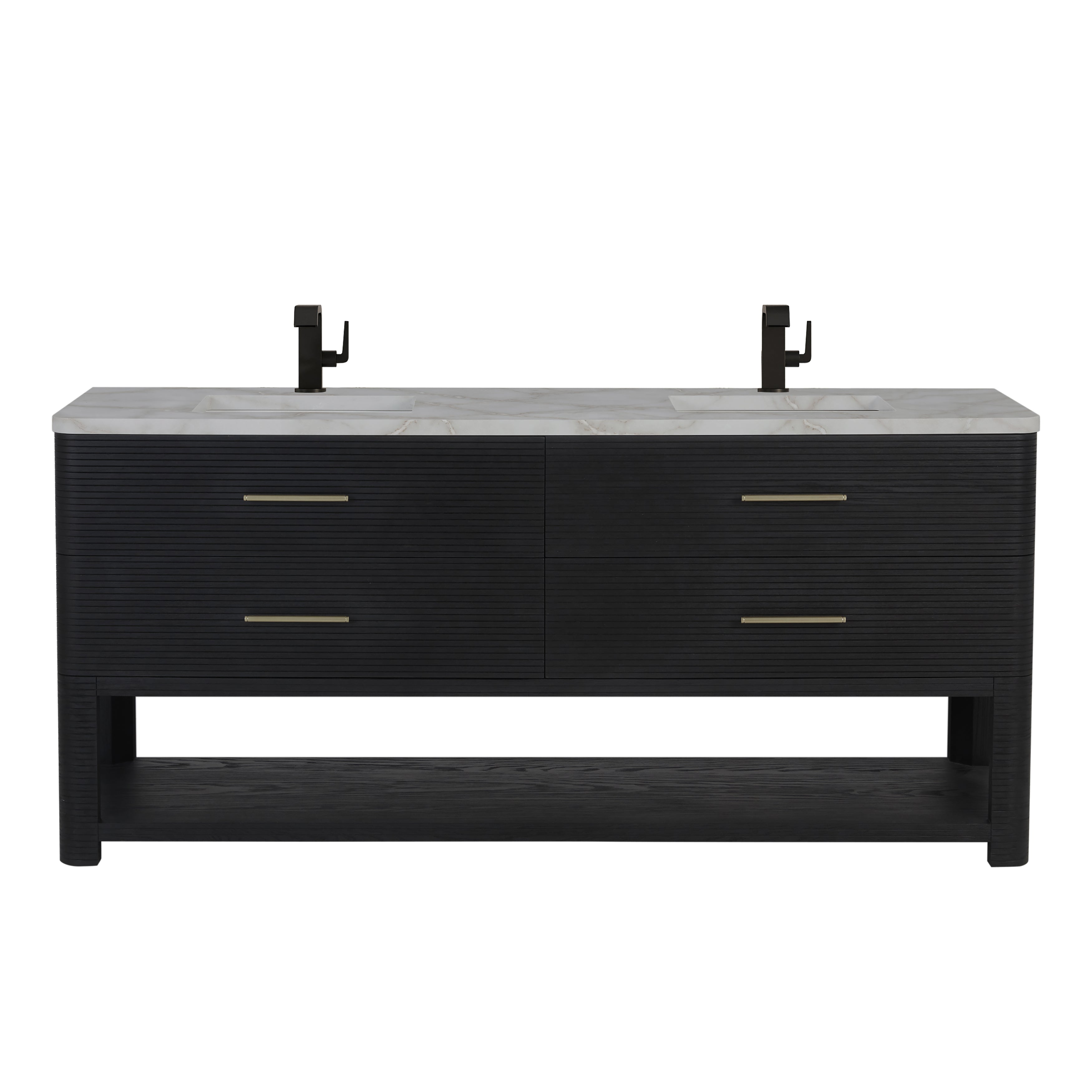 James Martin Lucian 72" Double Vanity in Carbon Oak with 3cm Countertop