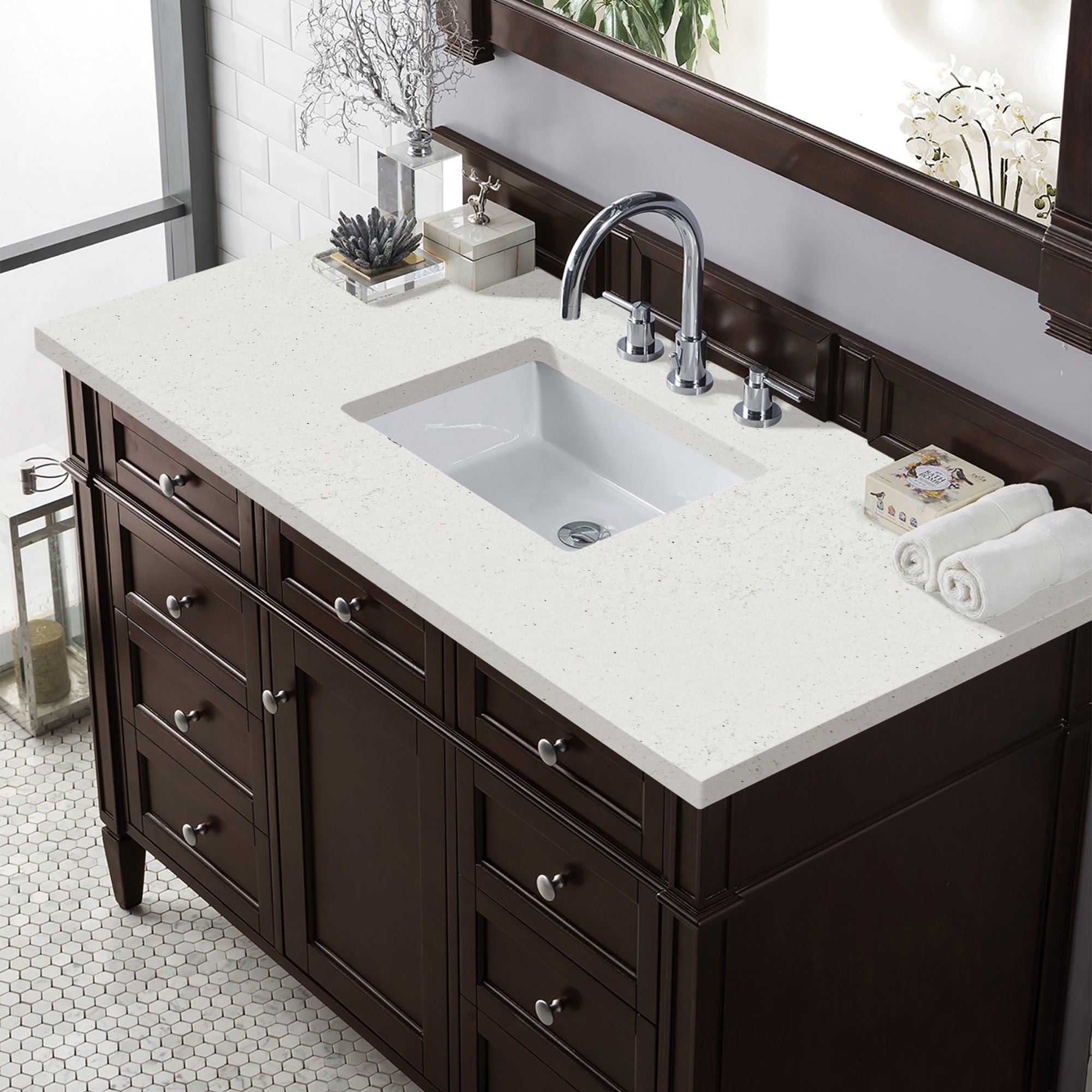 James Martin Brittany 48" Single Vanity in Burnished Mahogany with 3cm Countertop
