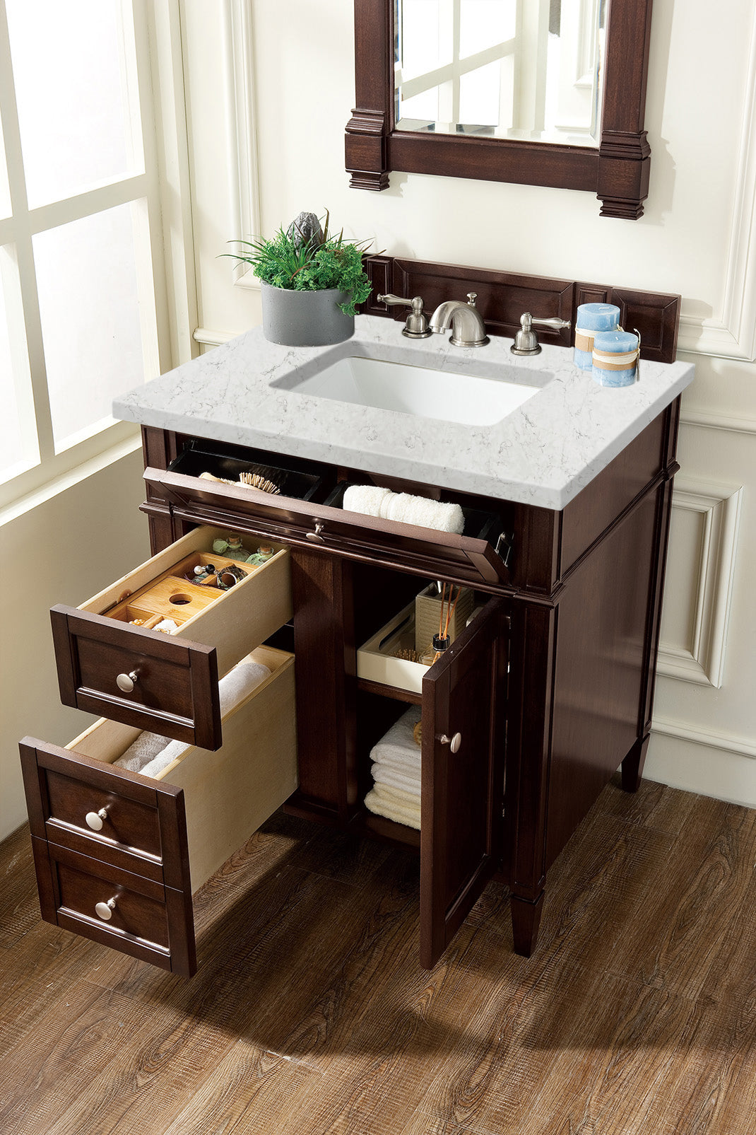 James Martin Brittany 30" Single Vanity in Burnished Mahogany with 3cm Countertop