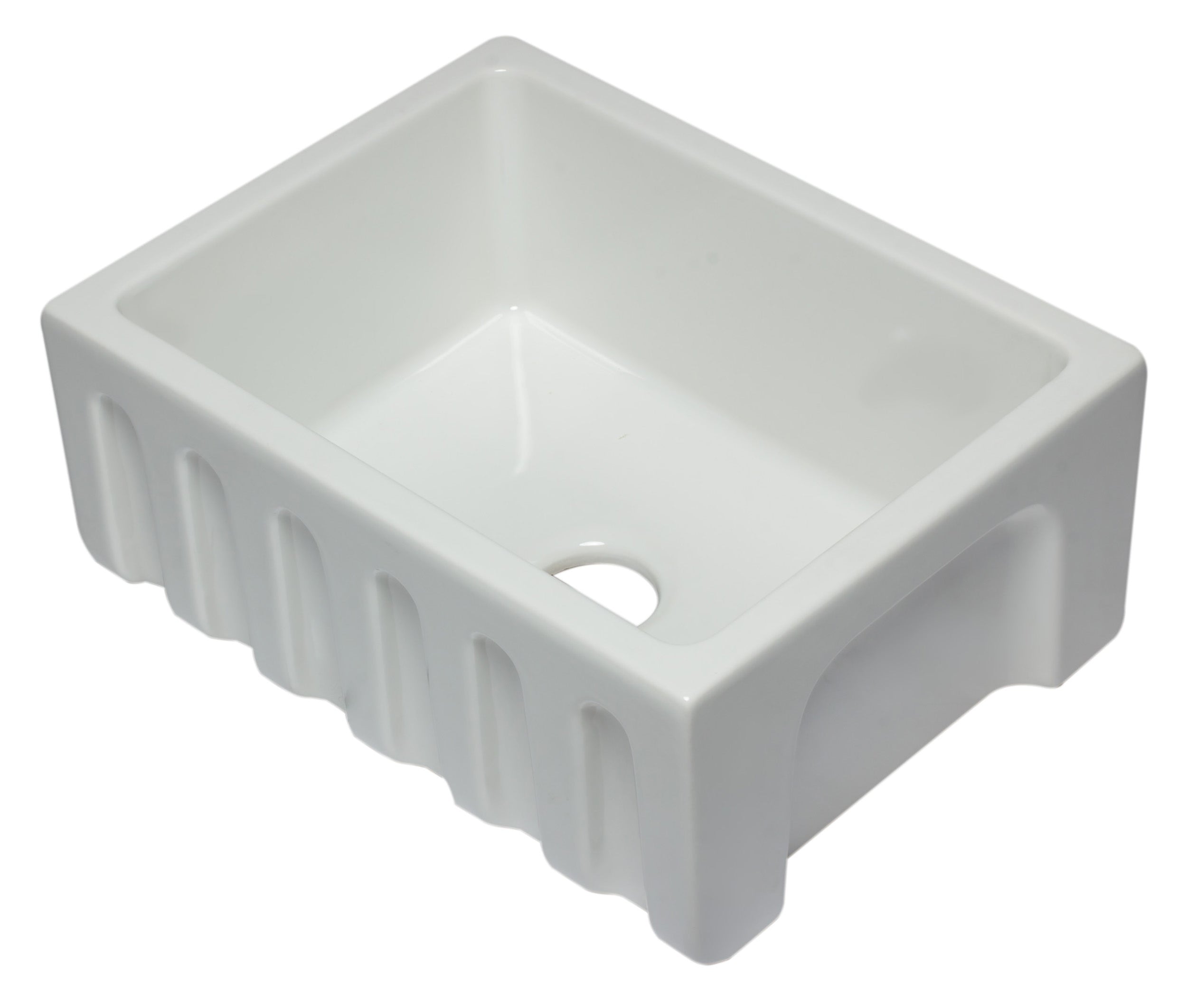 ALFI brand AB2418HS 24" Reversible Smooth / Fluted Single Bowl Fireclay Farm Sink – Biscuit, Black Gloss, Black Matte, White