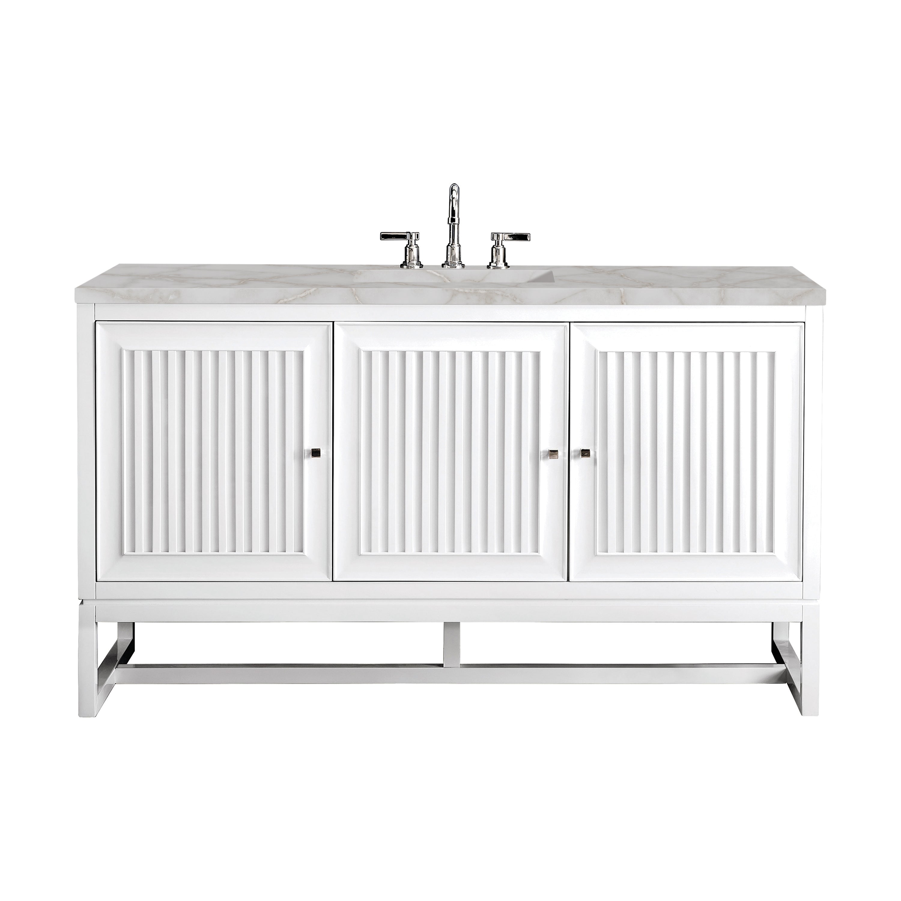 James Martin Athens 60" Single Vanity in Glossy White with 3cm Countertop