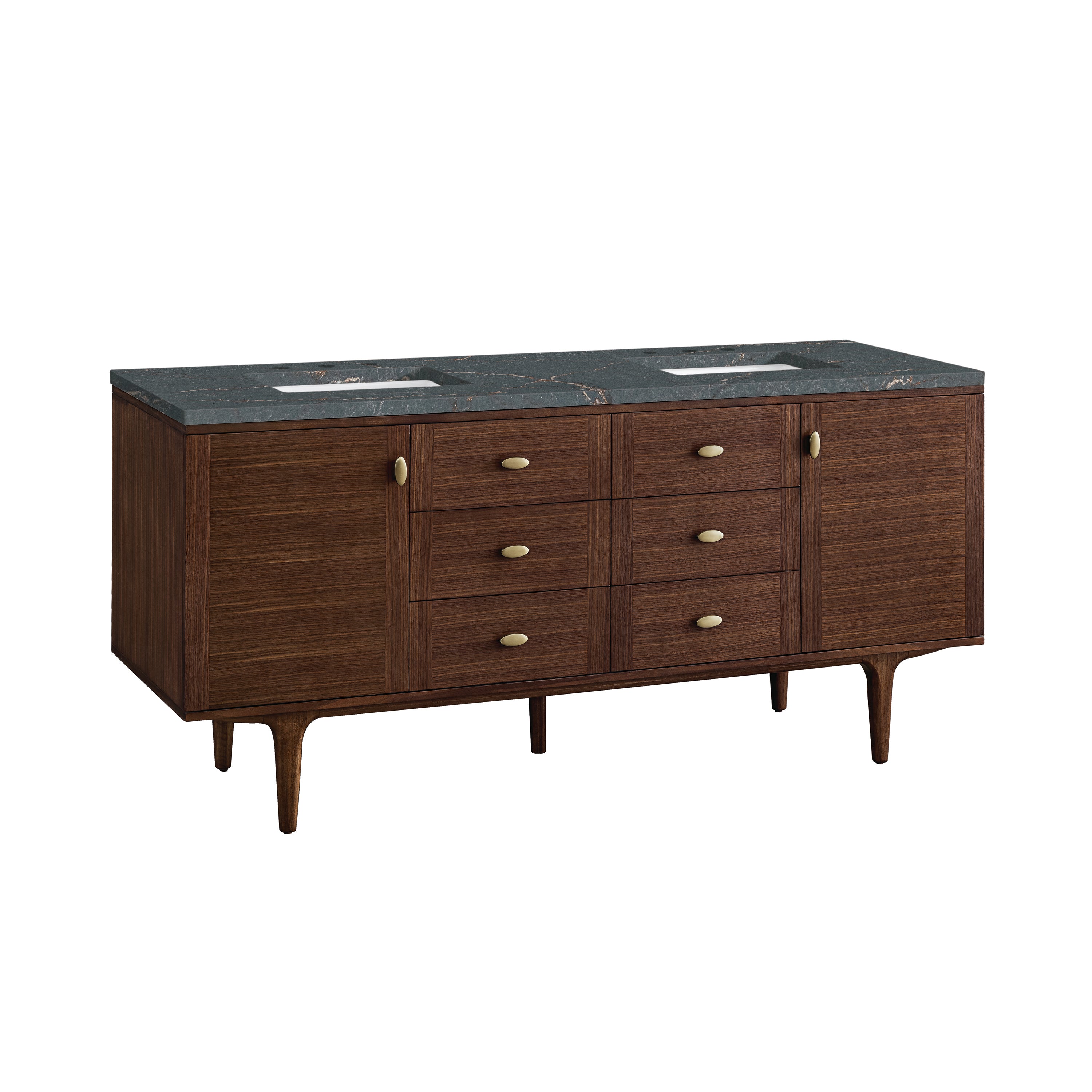 James Martin Amberly 72" Double Vanity in Mid-Century Walnut with 3cm Countertop