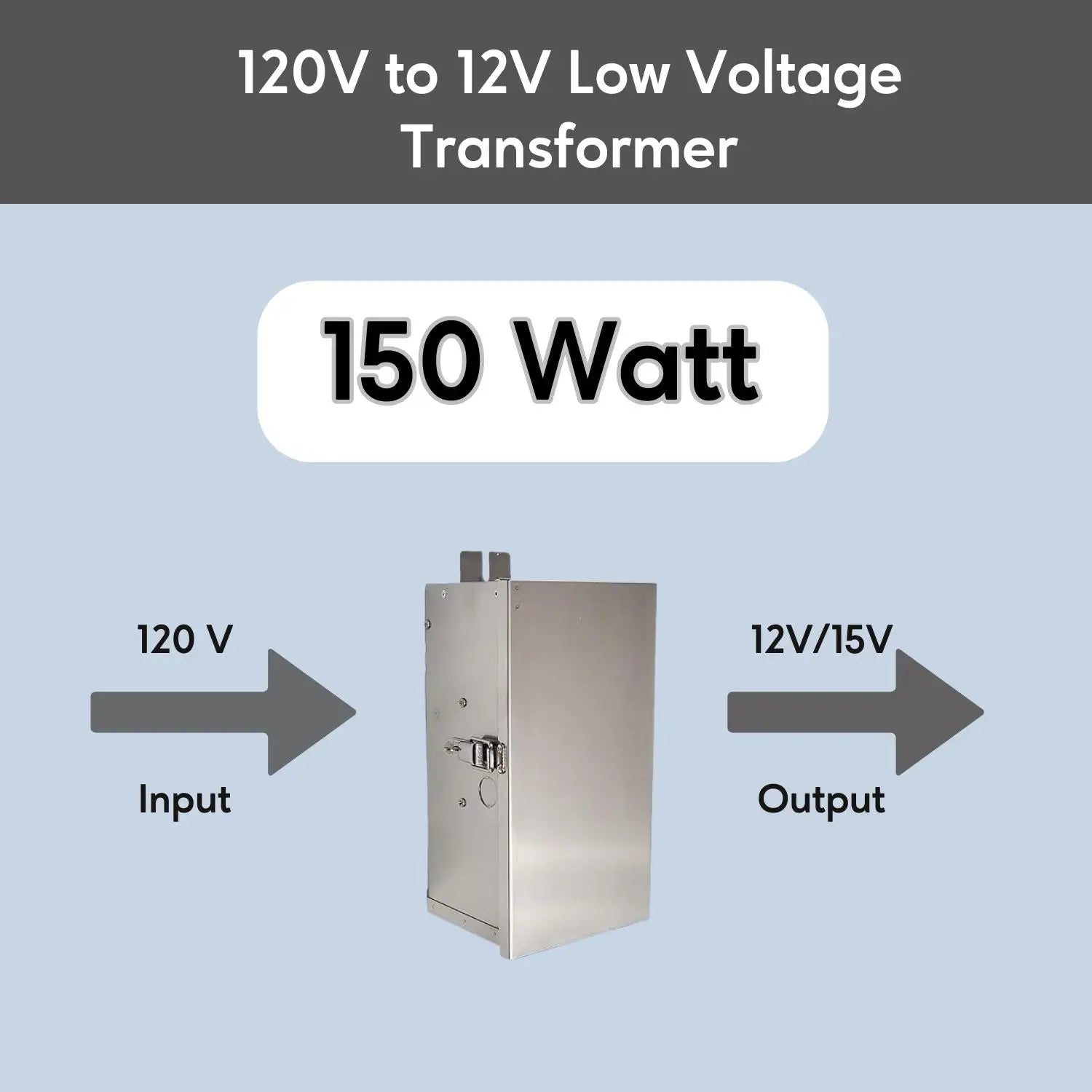 Stainless Steel Volt Transformer| 120V to Multi-Tap 12V/13V or 12V/15V AC