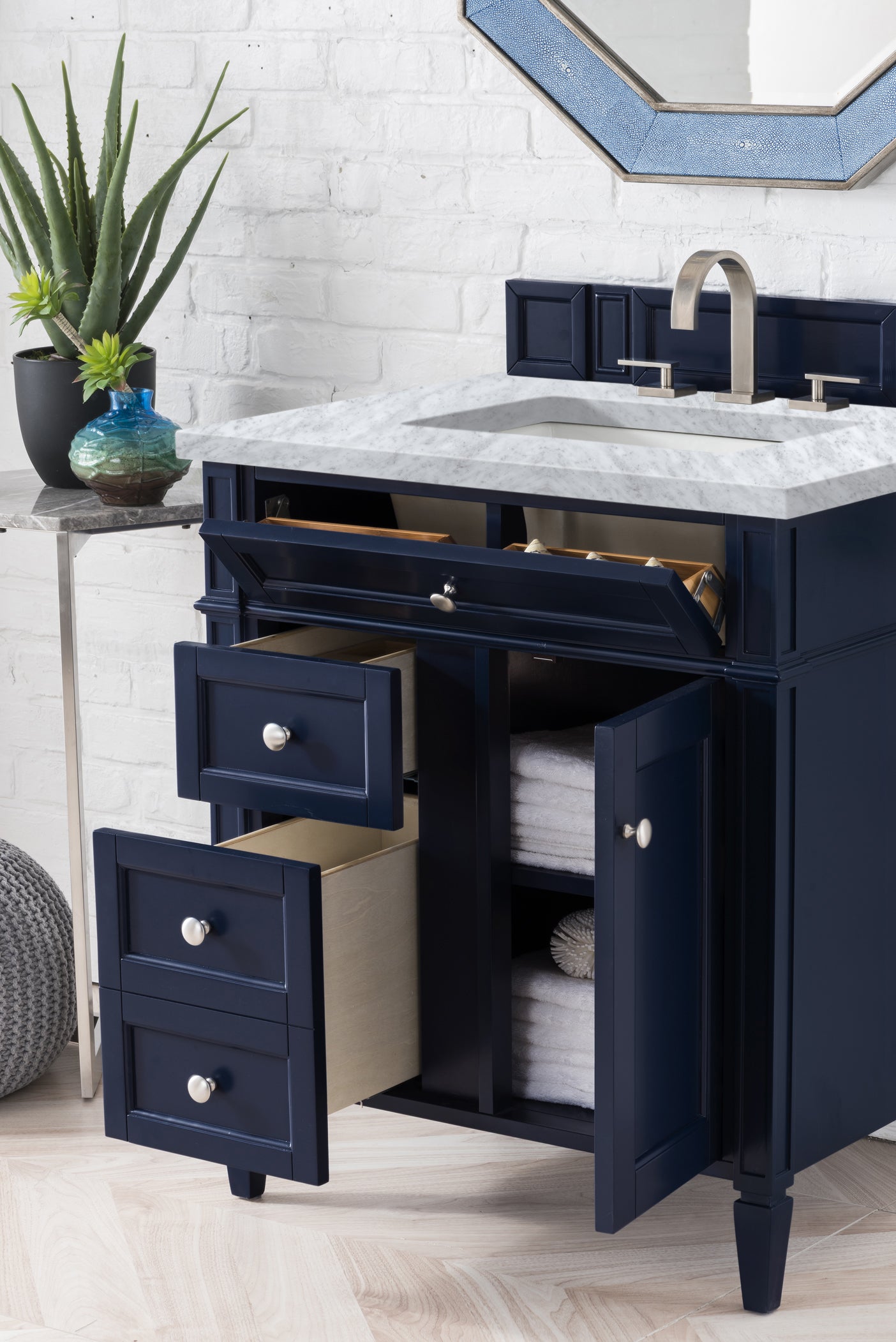 James Martin Brittany 30" Single Vanity in Victory Blue with 3cm Countertop