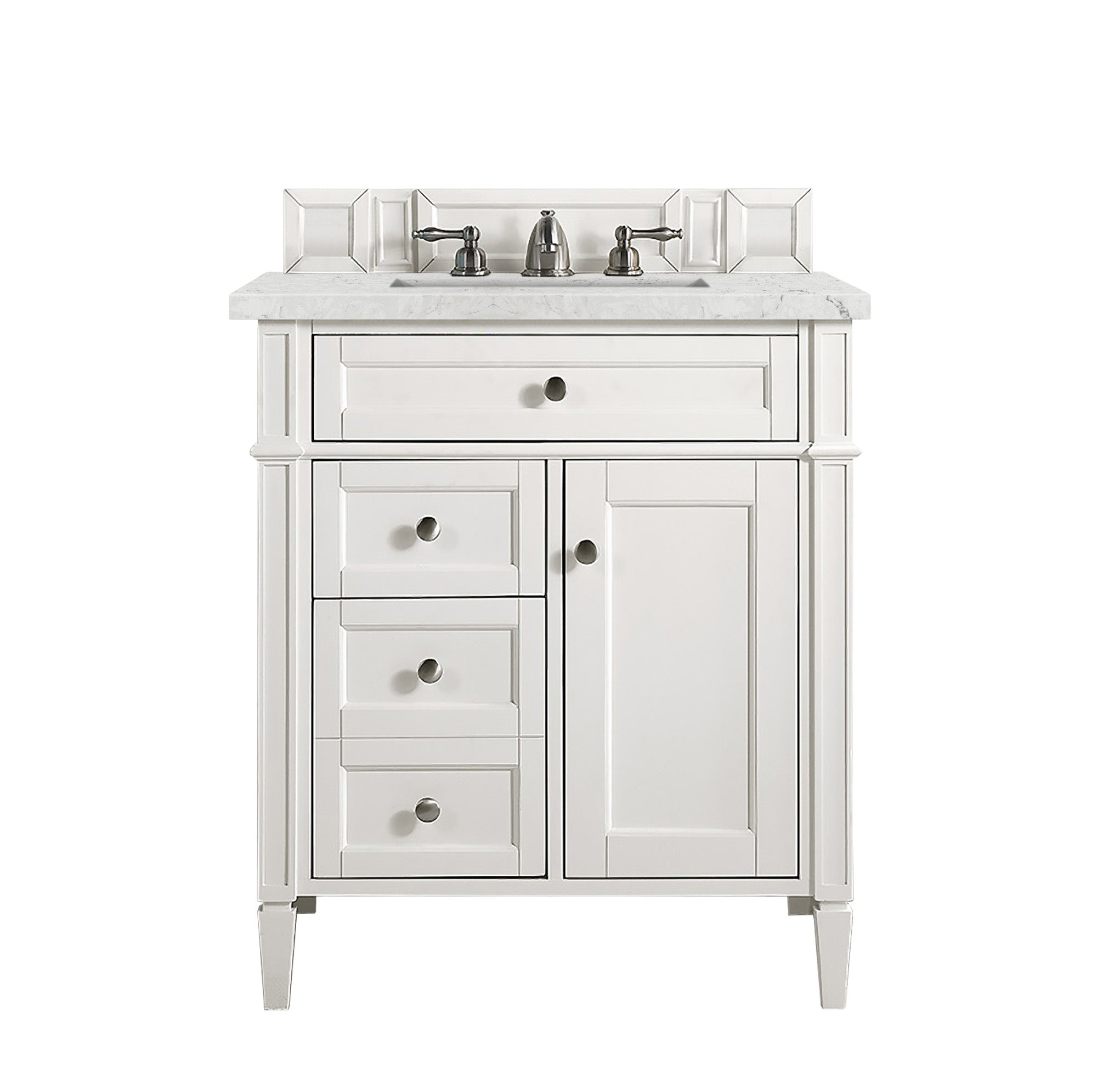 James Martin Brittany 30" Single Vanity in Bright White with 3cm Countertop