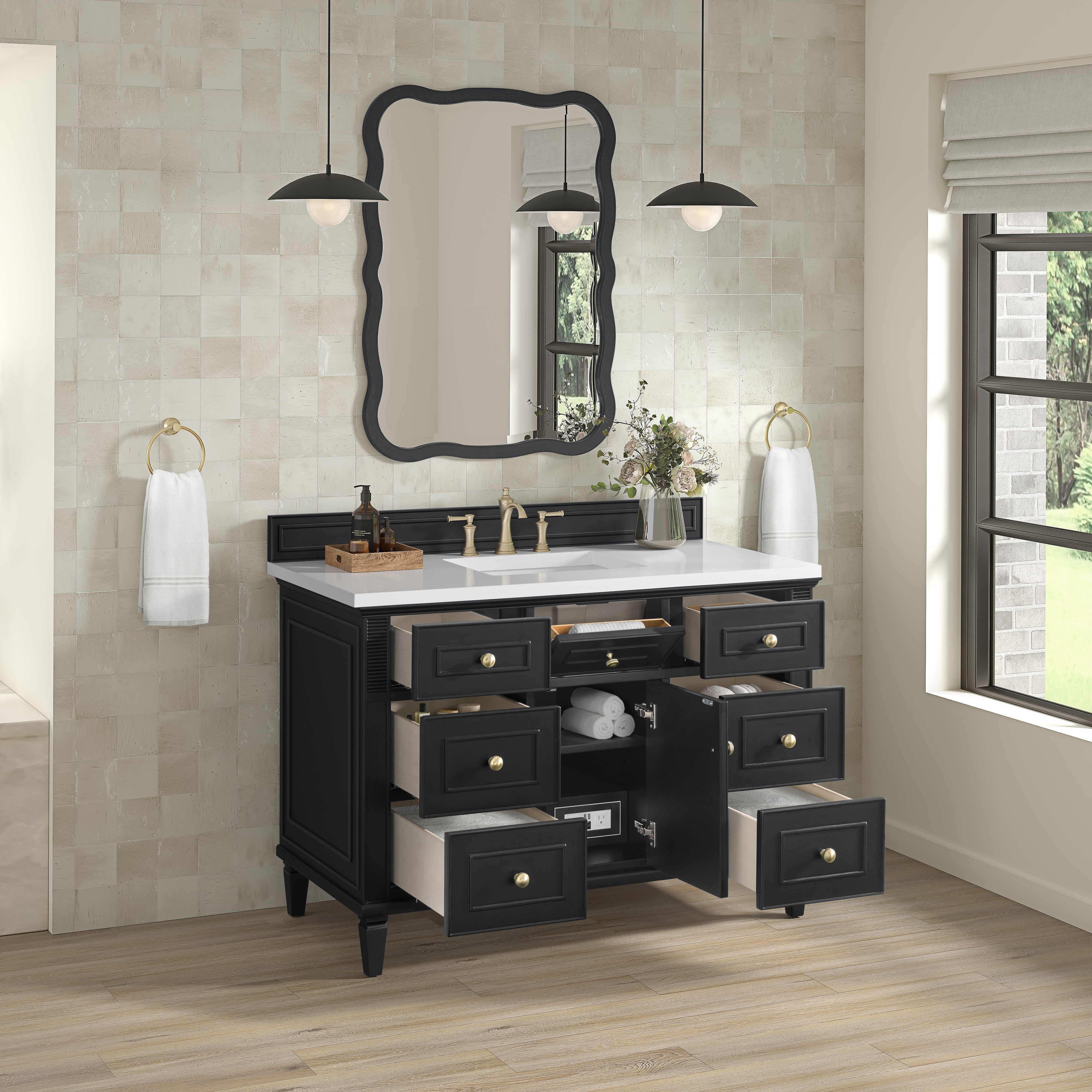 James Martin Lorelai 48" Single Vanity in Black Onyx with 3cm Countertop