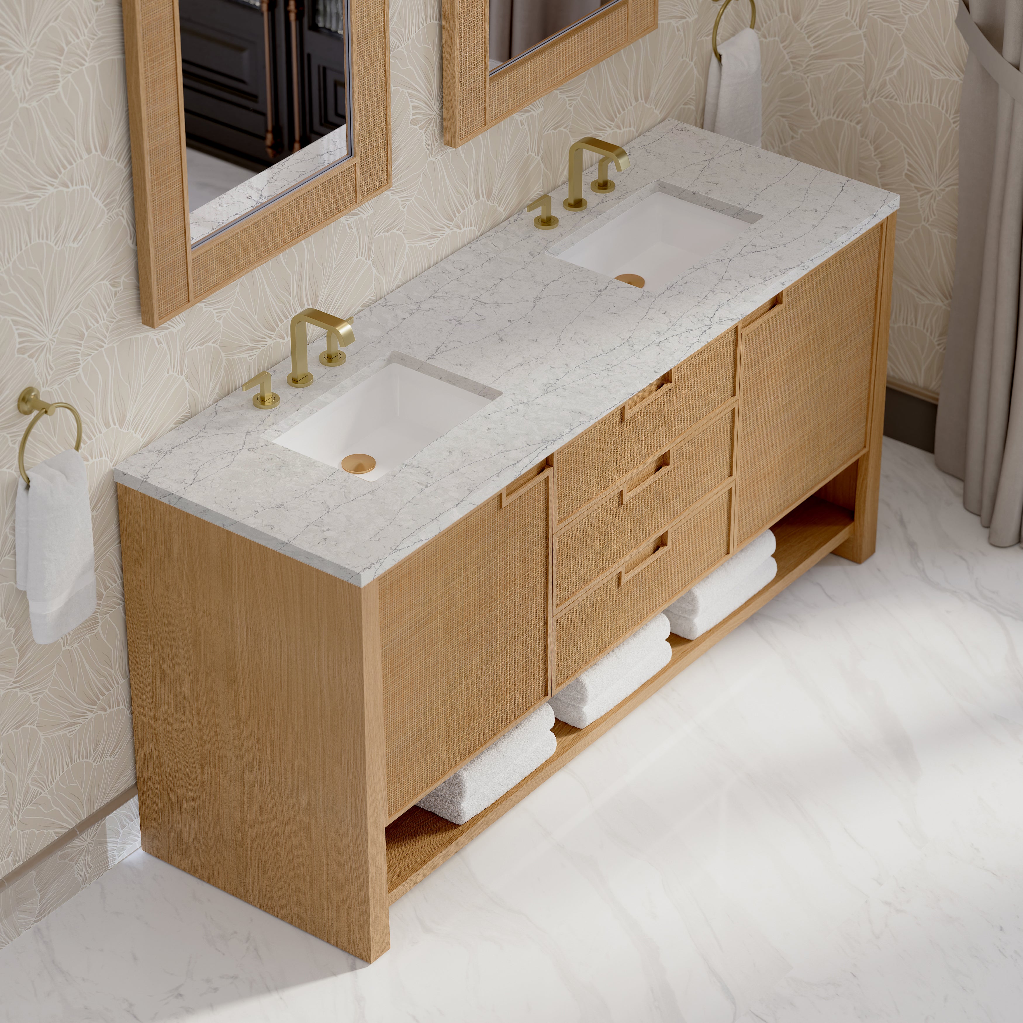 James Martin Solene 72" Double Vanity in Seaside Oak with 3cm Countertop