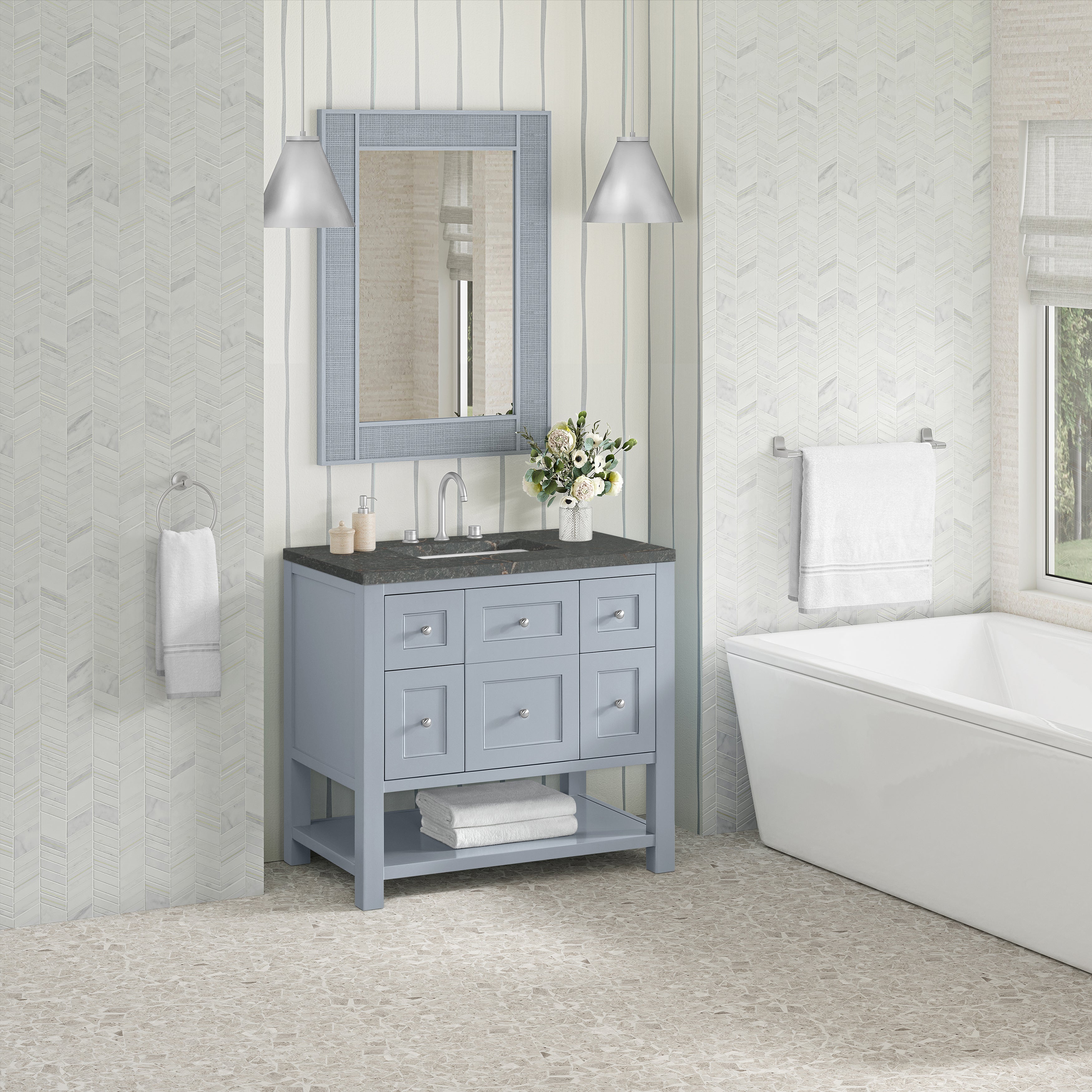 James Martin Breckenridge 36" Single in Serenity Blue with 3cm Countertop