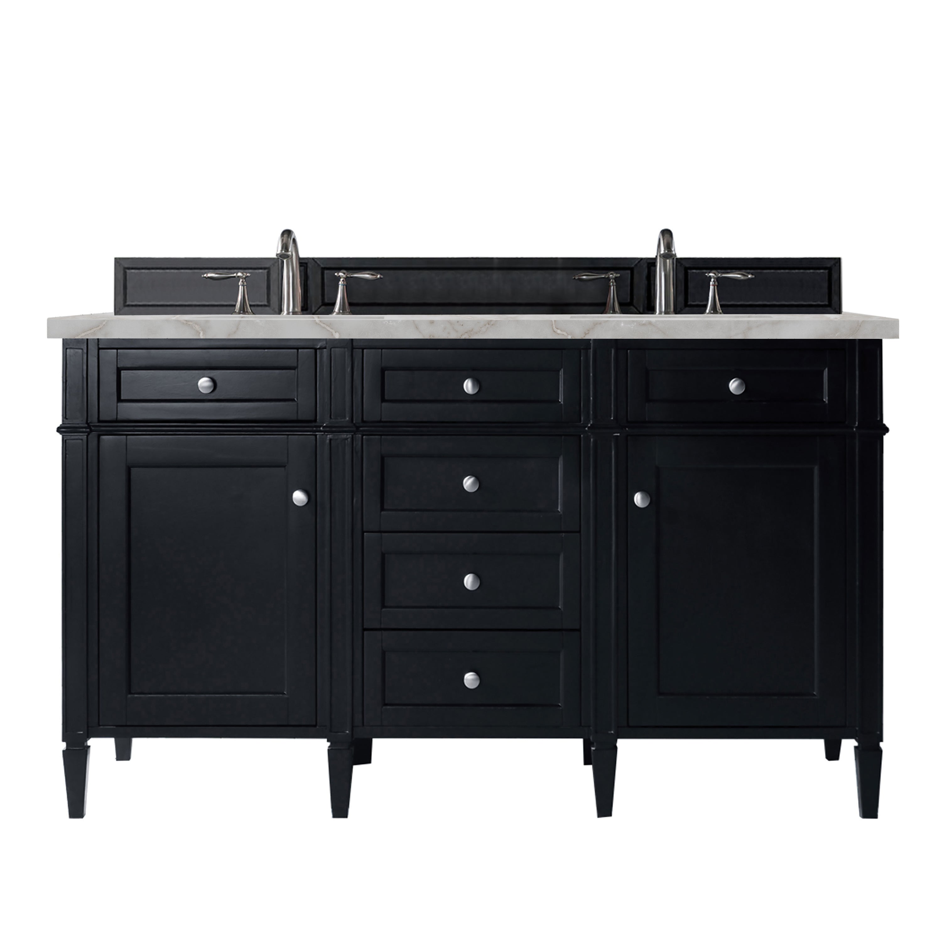 James Martin Brittany 60" Double Vanity in Black Onyx with 3cm Countertop